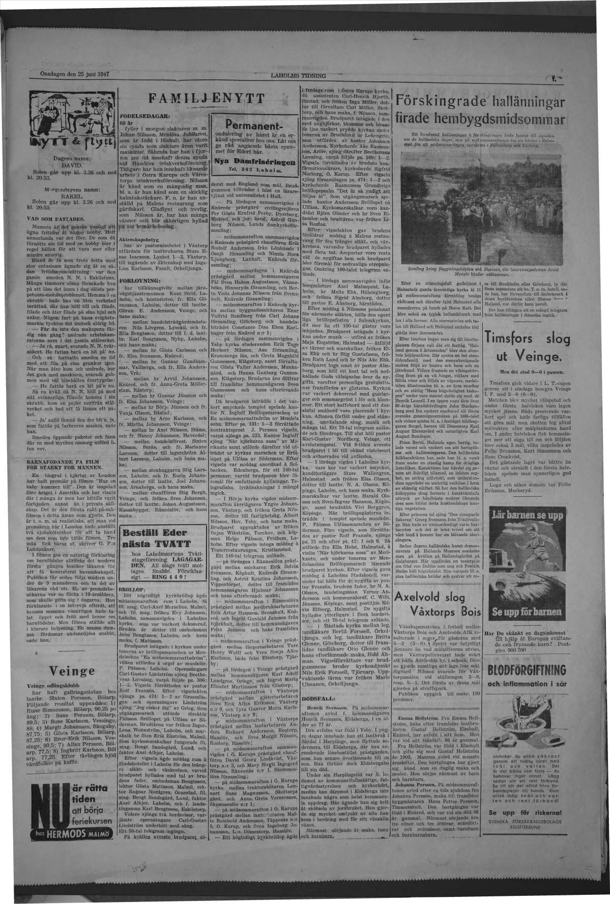 Laholms Tidning Onsdag 25 juni 1947, sida 7