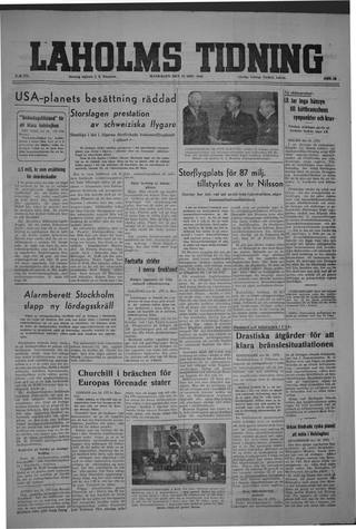Förstasidan, Måndag 25 november 1946