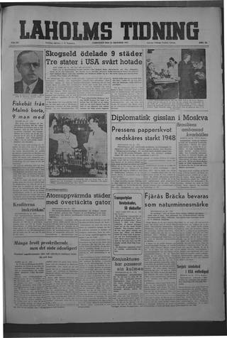 Förstasidan, Lördag 25 oktober 1947