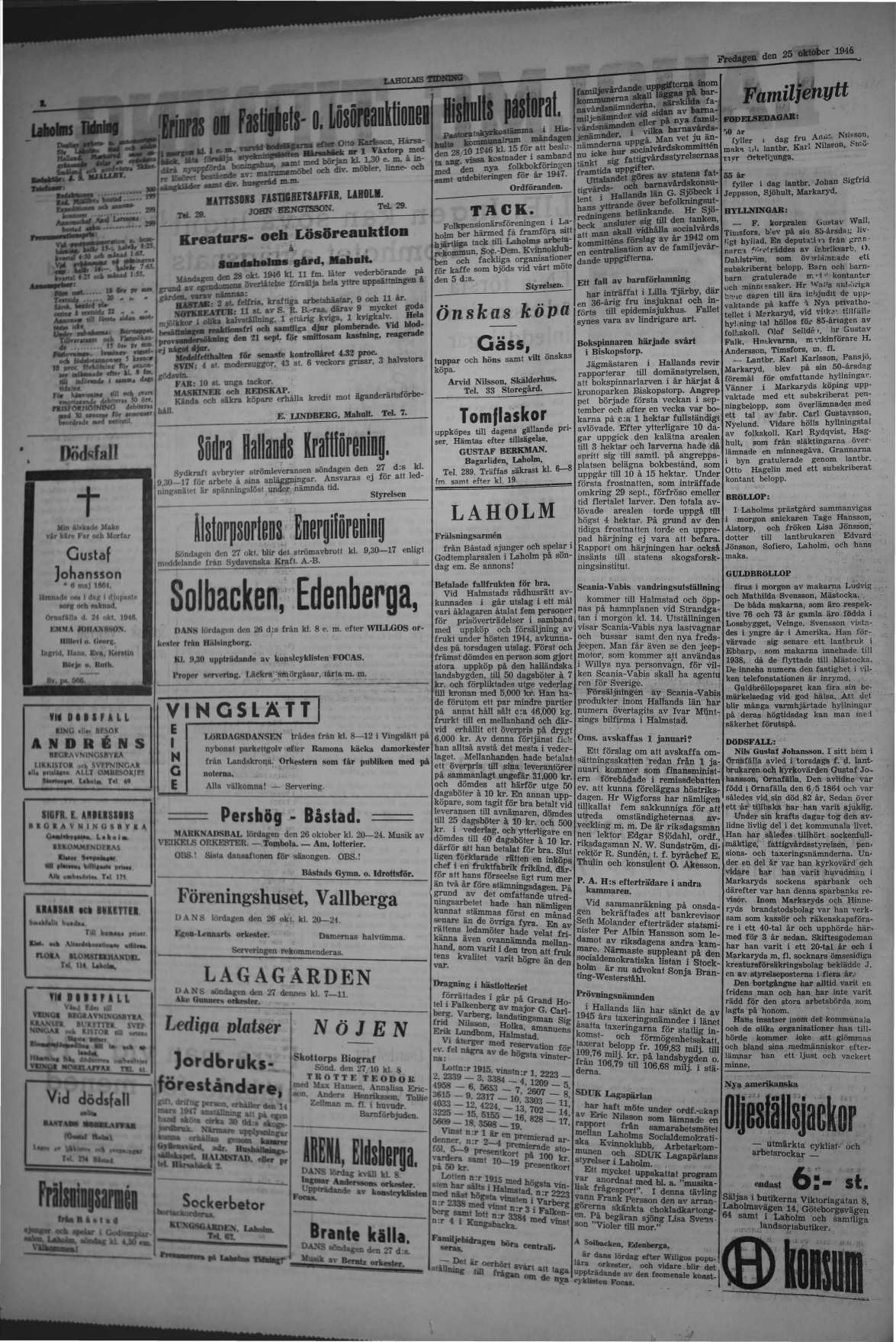 Laholms Tidning Fredag 25 oktober 1946, sida 2