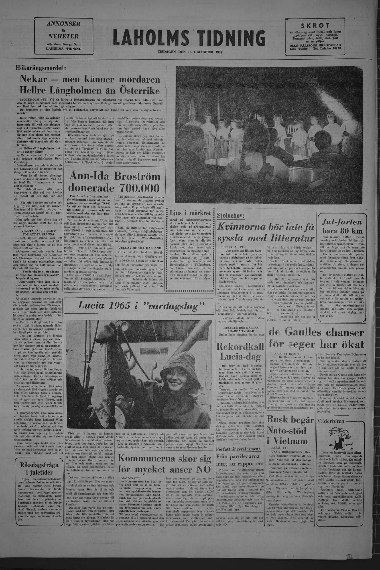 Laholms Tidning Tisdag 14 december 1965, sida 8