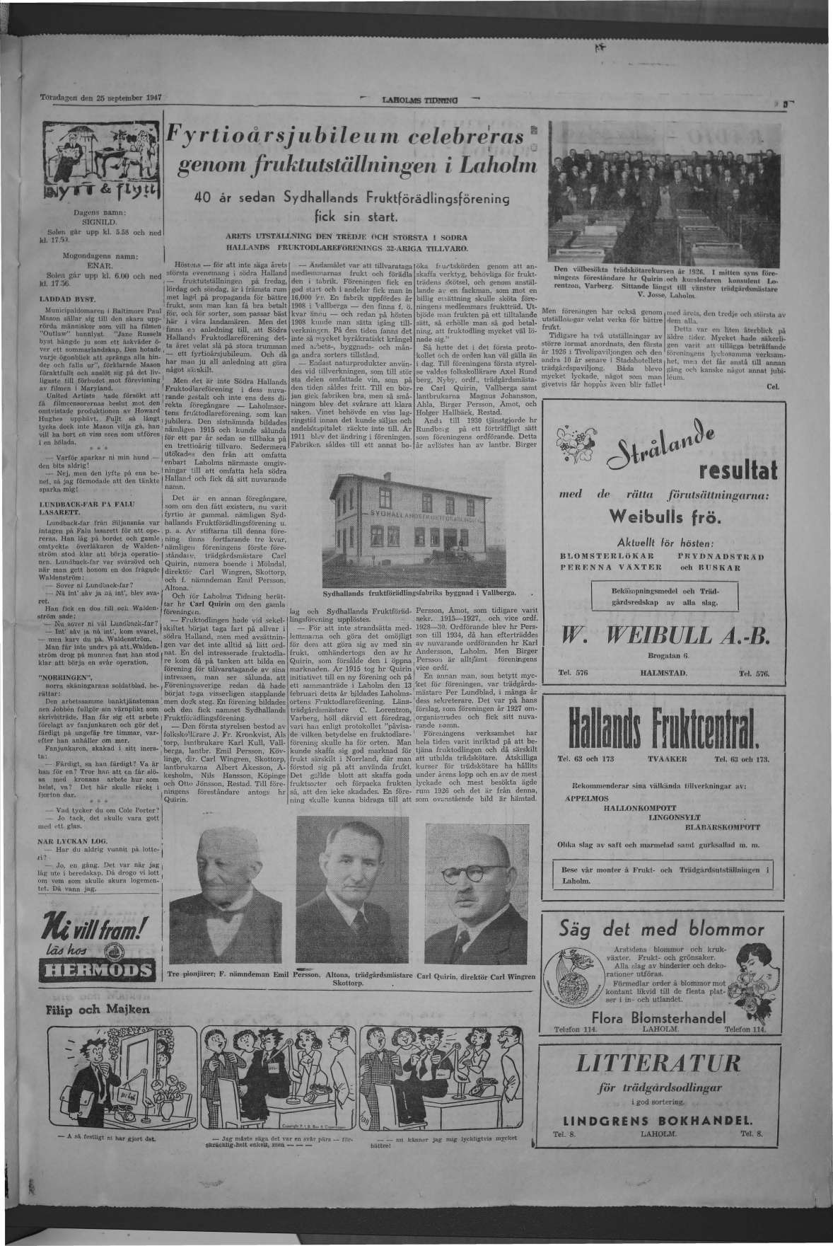 Laholms Tidning Torsdag 25 september 1947, sida 5