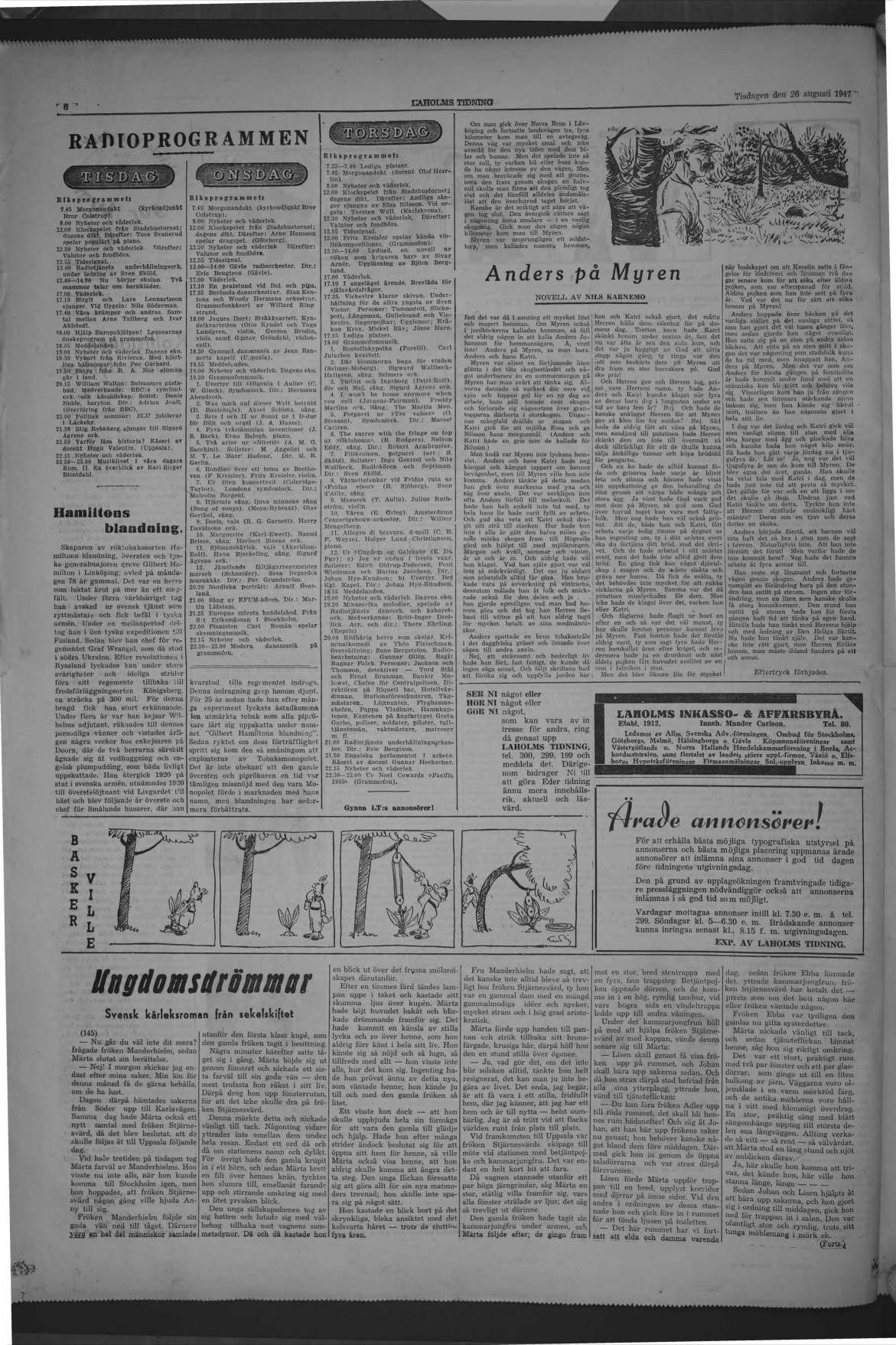 Laholms Tidning Tisdag 26 augusti 1947, sida 6