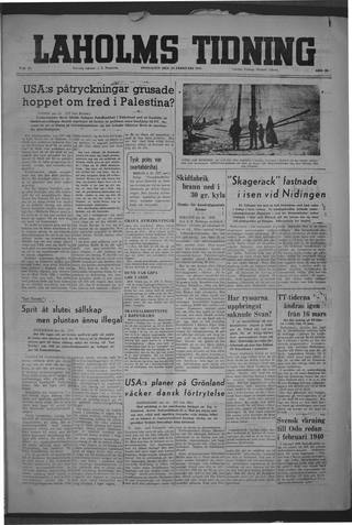 Förstasidan, Onsdag 26 februari 1947