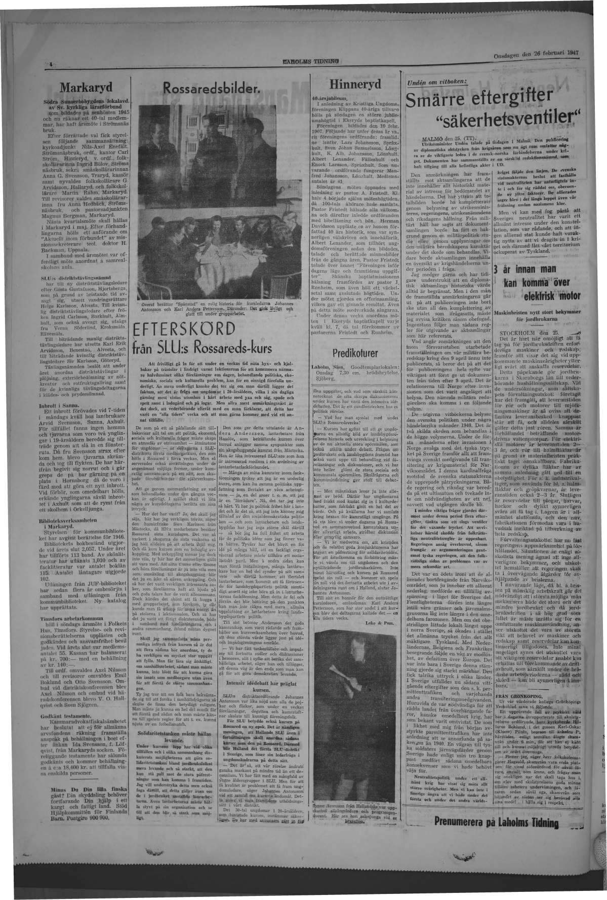 Laholms Tidning Onsdag 26 februari 1947, sida 4