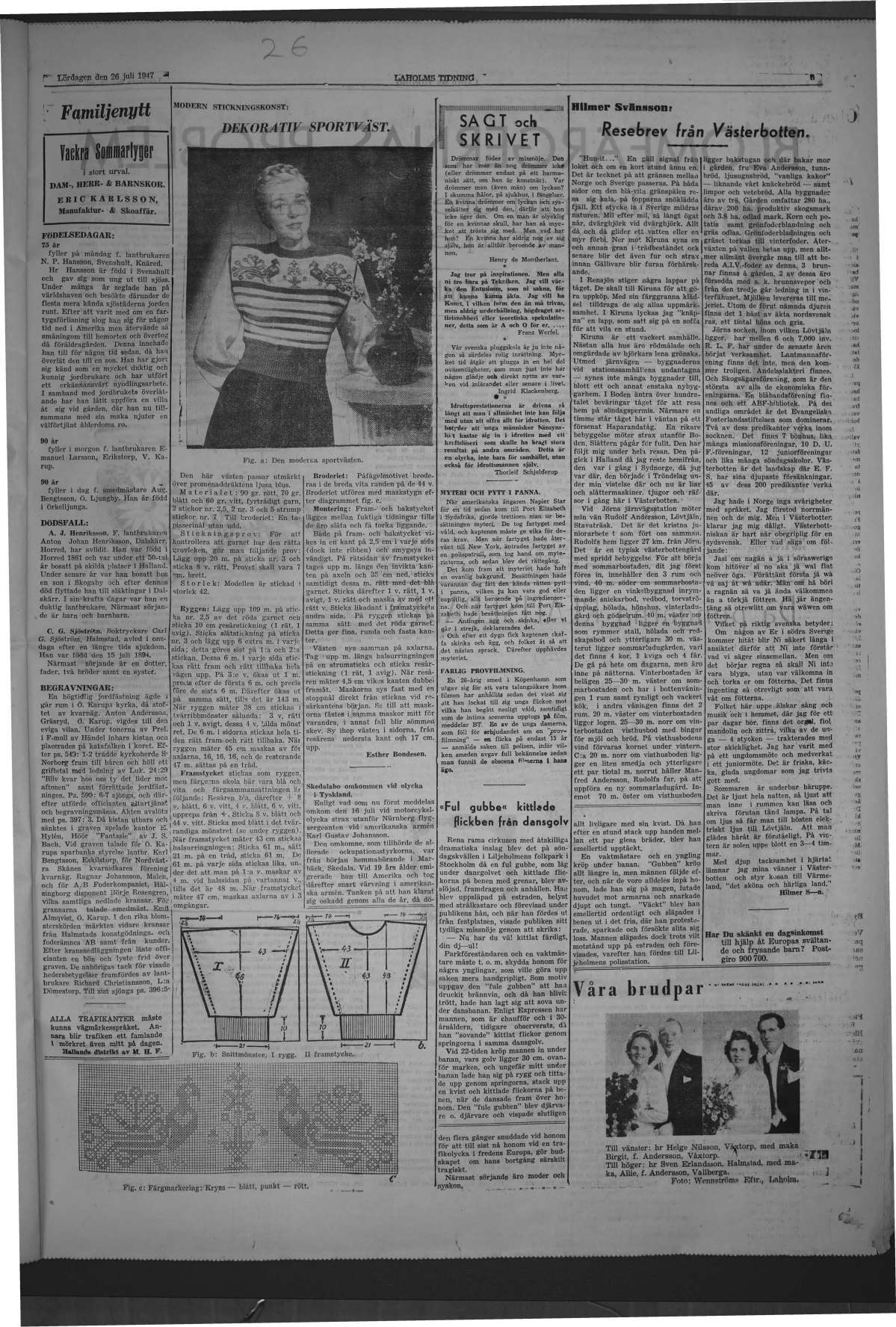 Laholms Tidning Lördag 26 juli 1947, sida 5