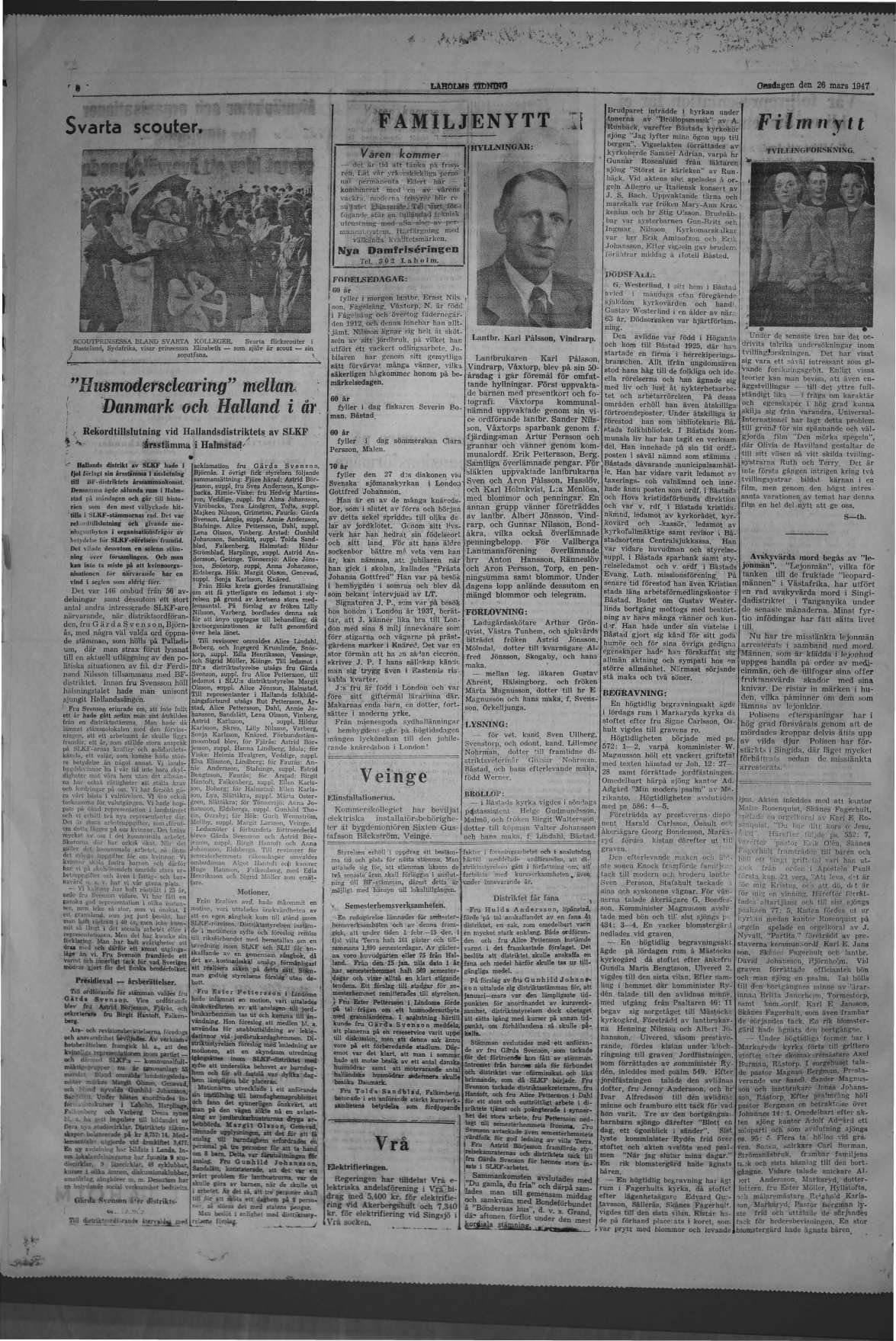 Laholms Tidning Onsdag 26 mars 1947, sida 6