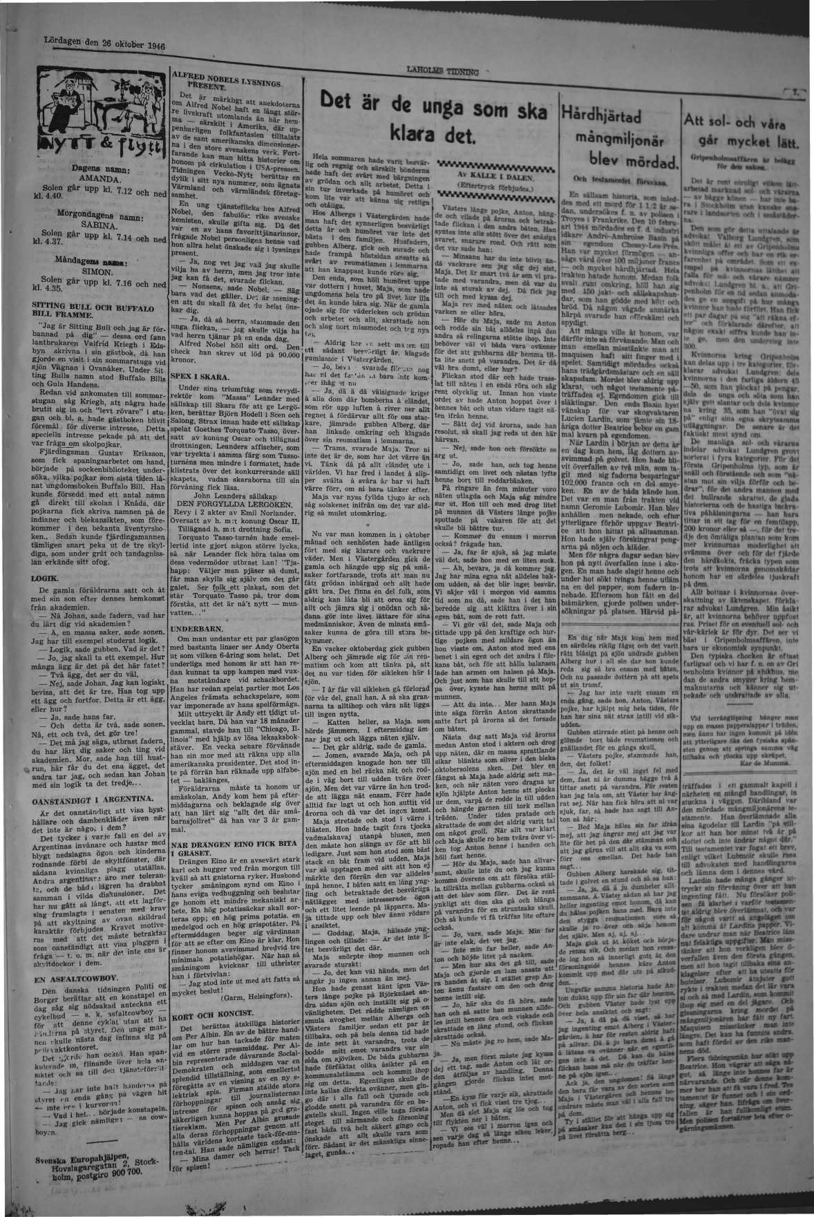 Laholms Tidning Lördag 26 oktober 1946, sida 7