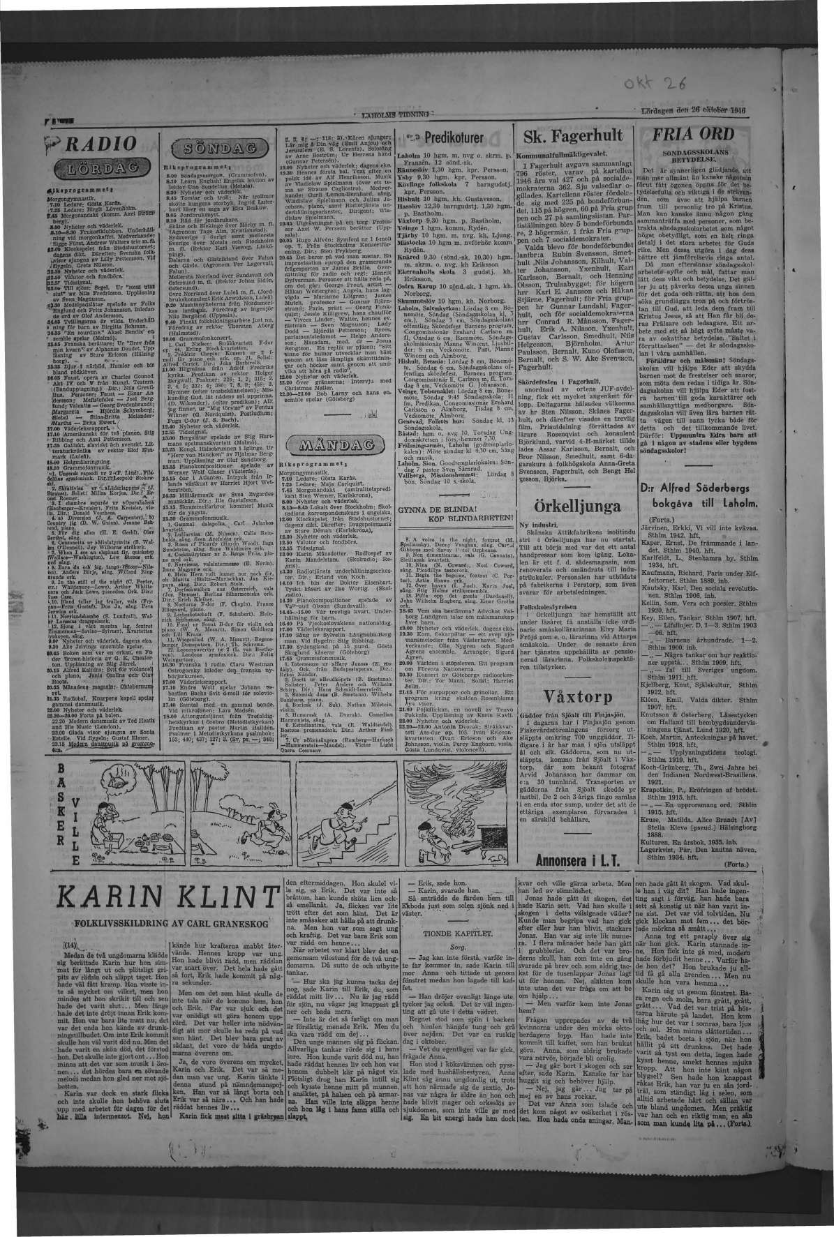 Laholms Tidning Lördag 26 oktober 1946, sida 8