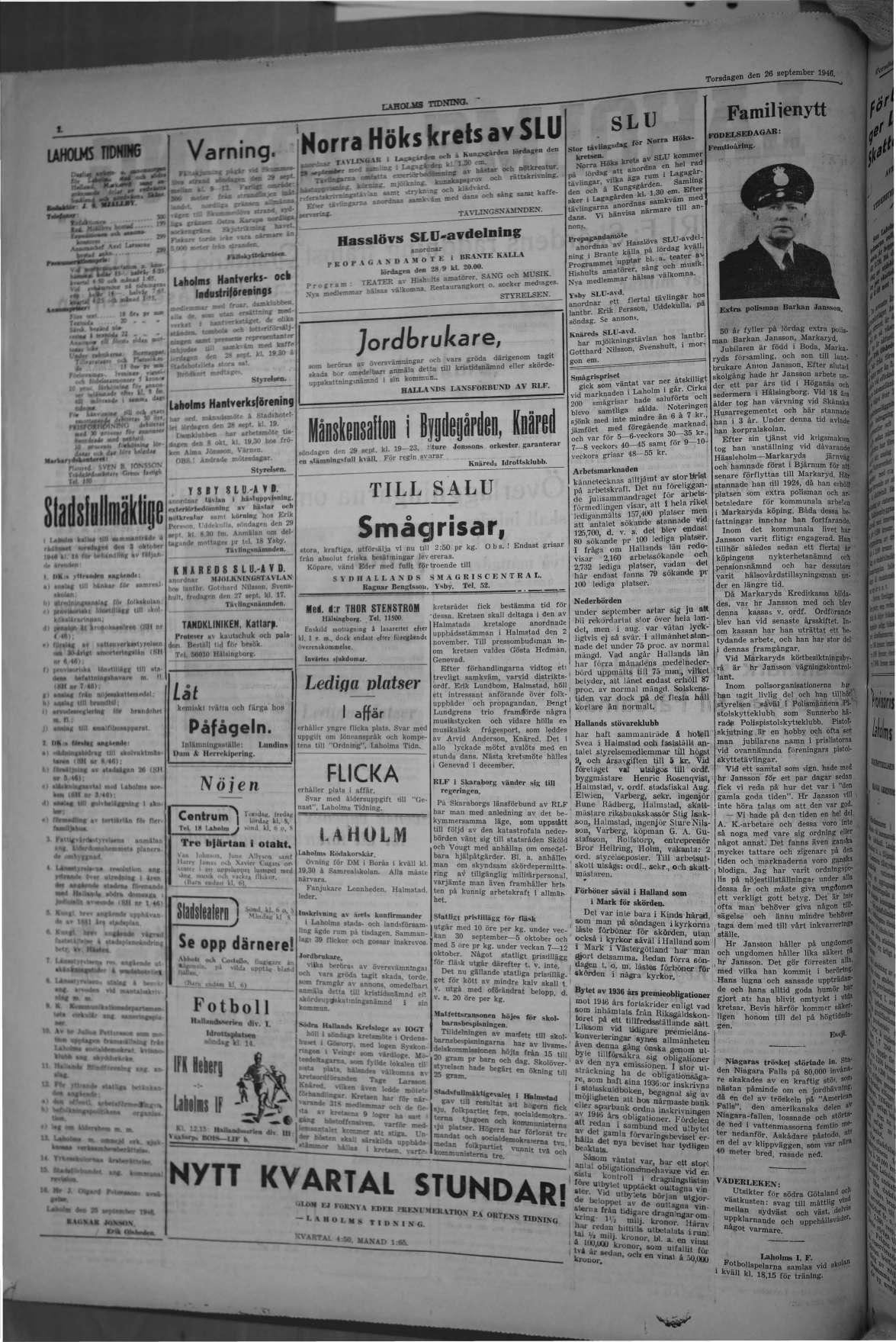 Laholms Tidning Torsdag 26 september 1946, sida 2