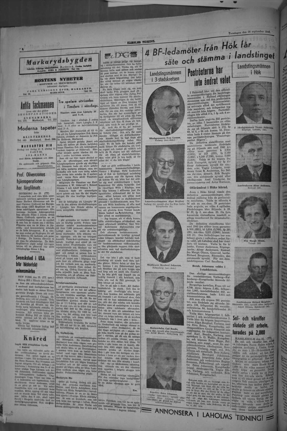 Laholms Tidning Torsdag 26 september 1946, sida 4