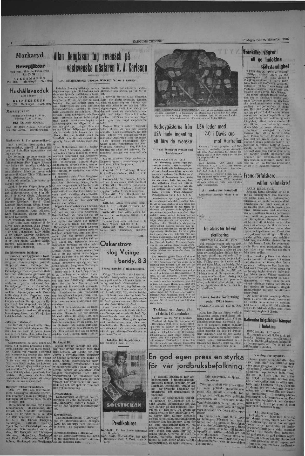 Laholms Tidning Fredag 27 december 1946, sida 4