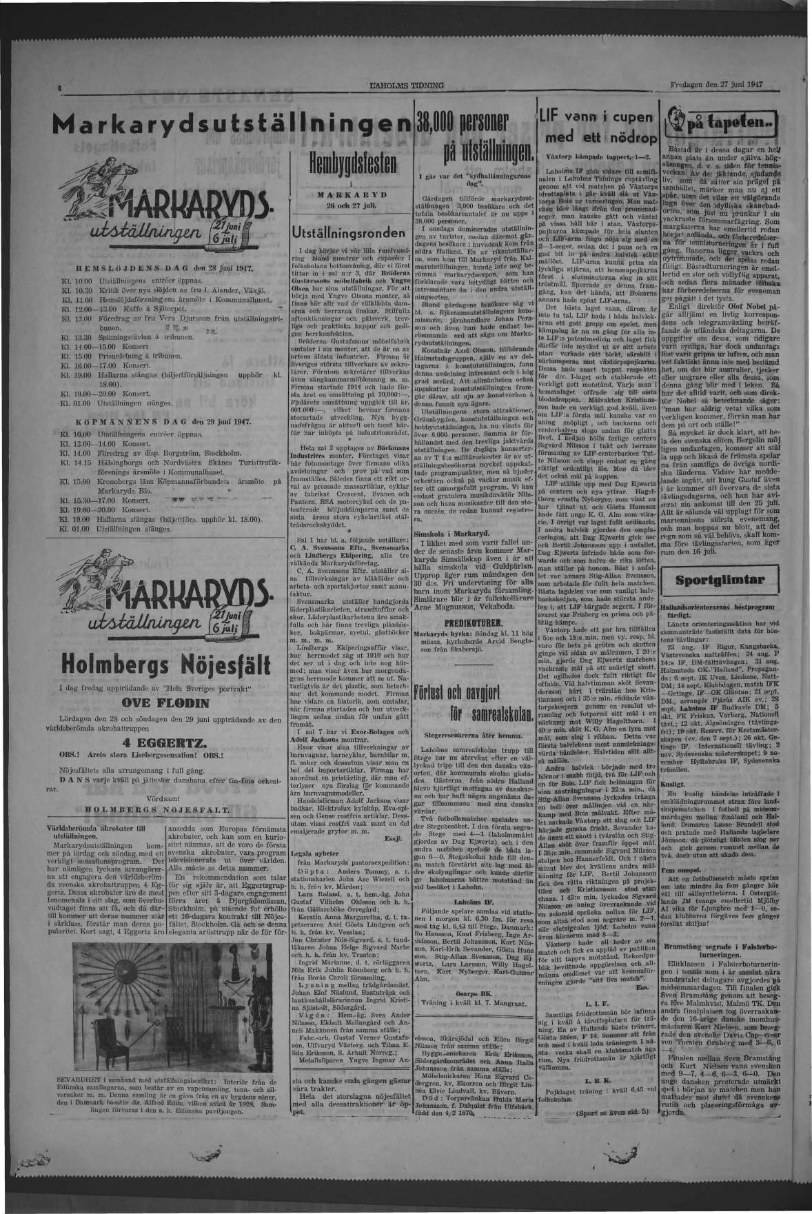 Laholms Tidning Fredag 27 juni 1947, sida 4