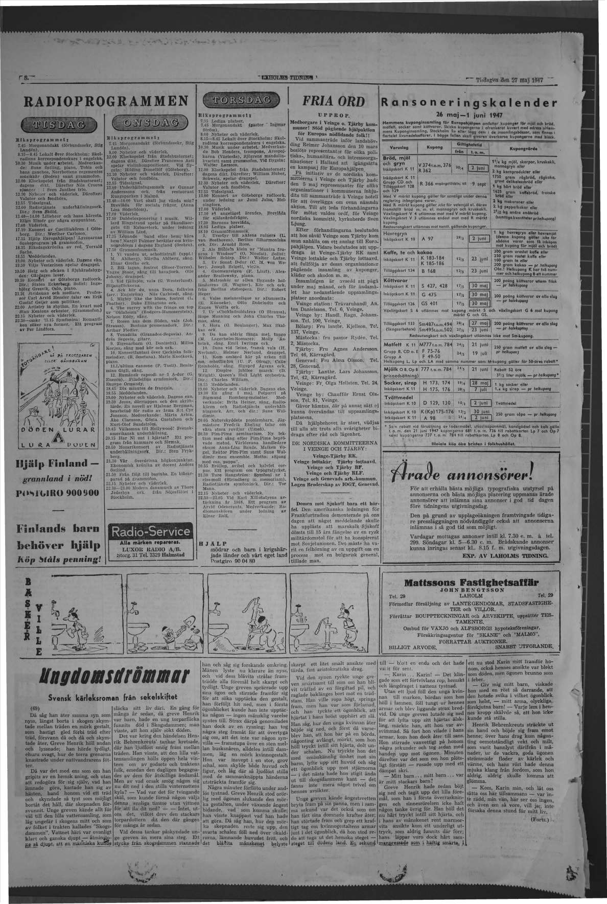 Laholms Tidning Tisdag 27 maj 1947, sida 8