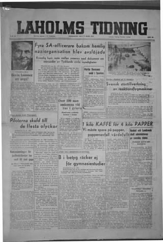 Förstasidan, Torsdag 27 mars 1947