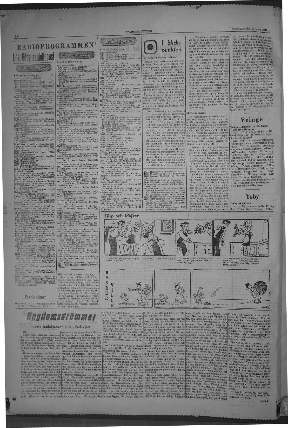 Laholms Tidning Torsdag 27 mars 1947, sida 6