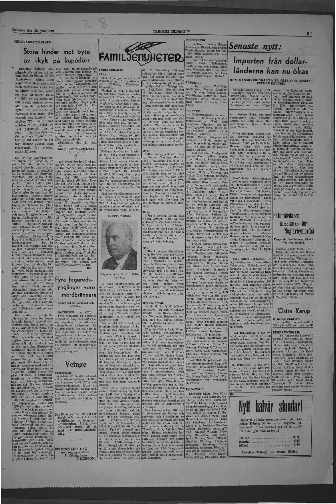 Laholms Tidning Tisdag 28 juni 1949, sida 3