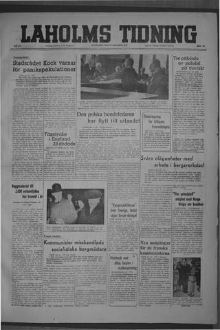 Förstasidan, Måndag 27 oktober 1947