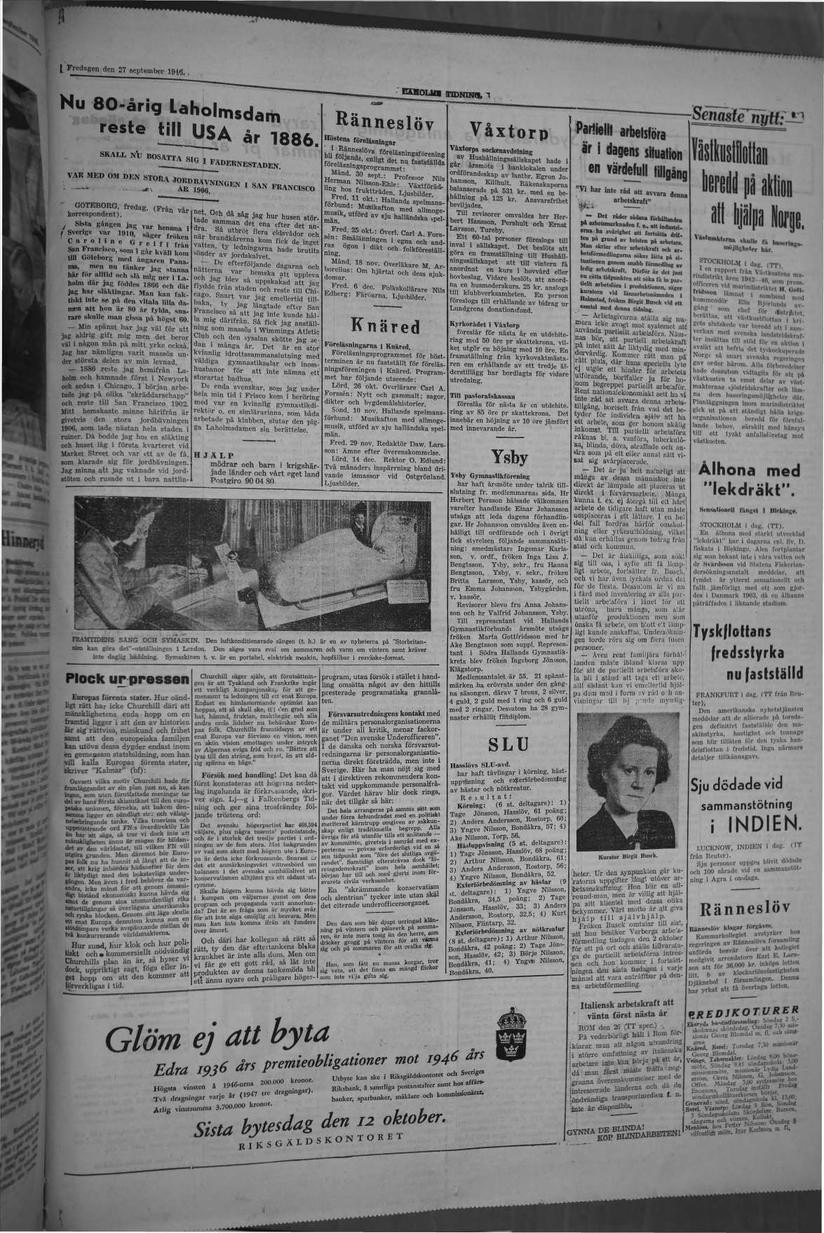 Laholms Tidning Fredag 27 september 1946, sida 3