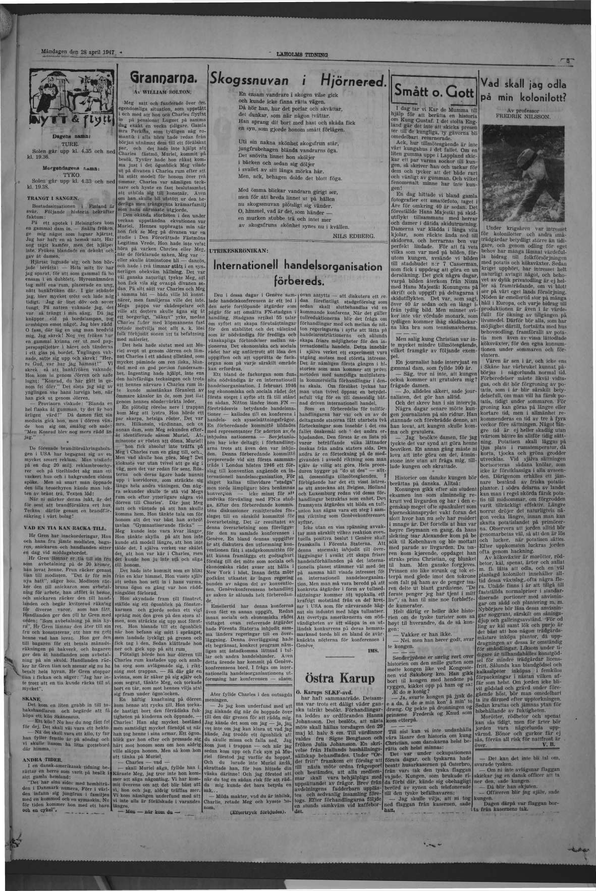 Laholms Tidning Måndag 28 april 1947, sida 5
