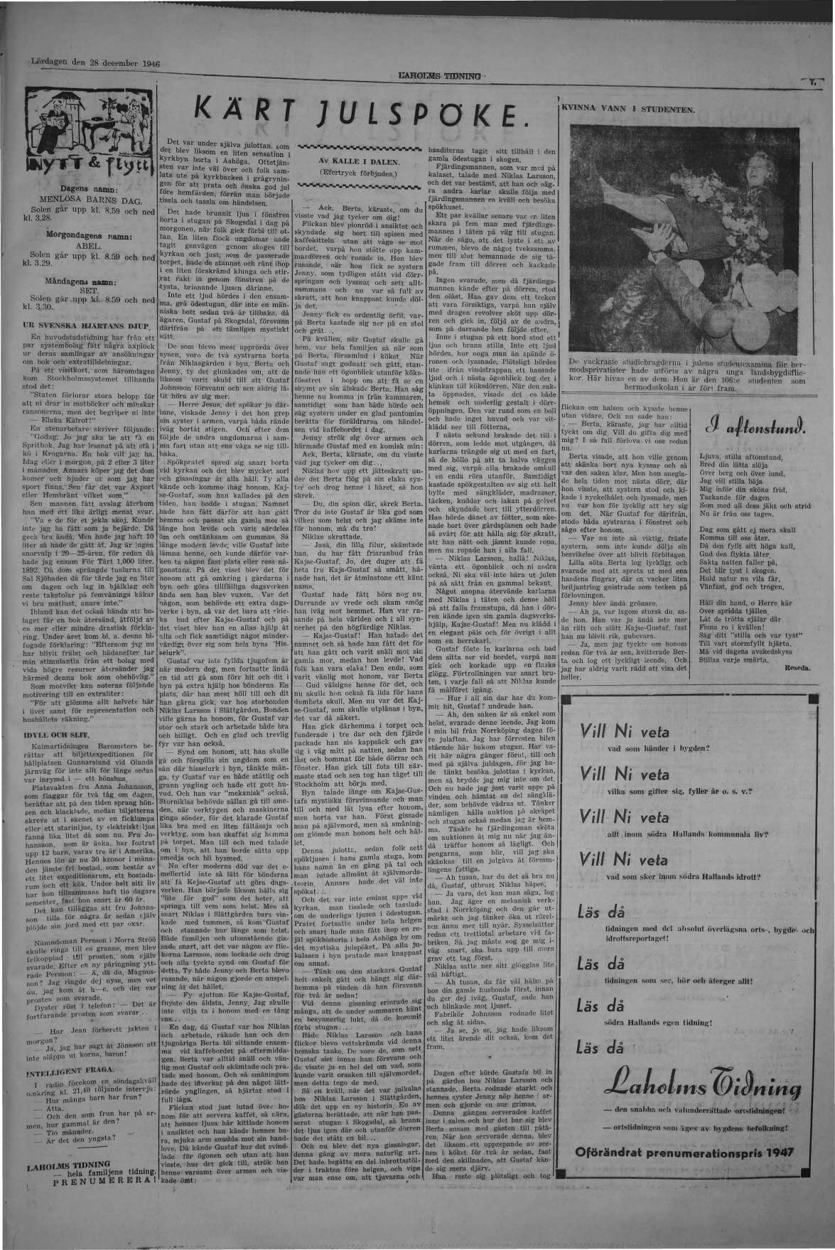 Laholms Tidning Lördag 28 december 1946, sida 7