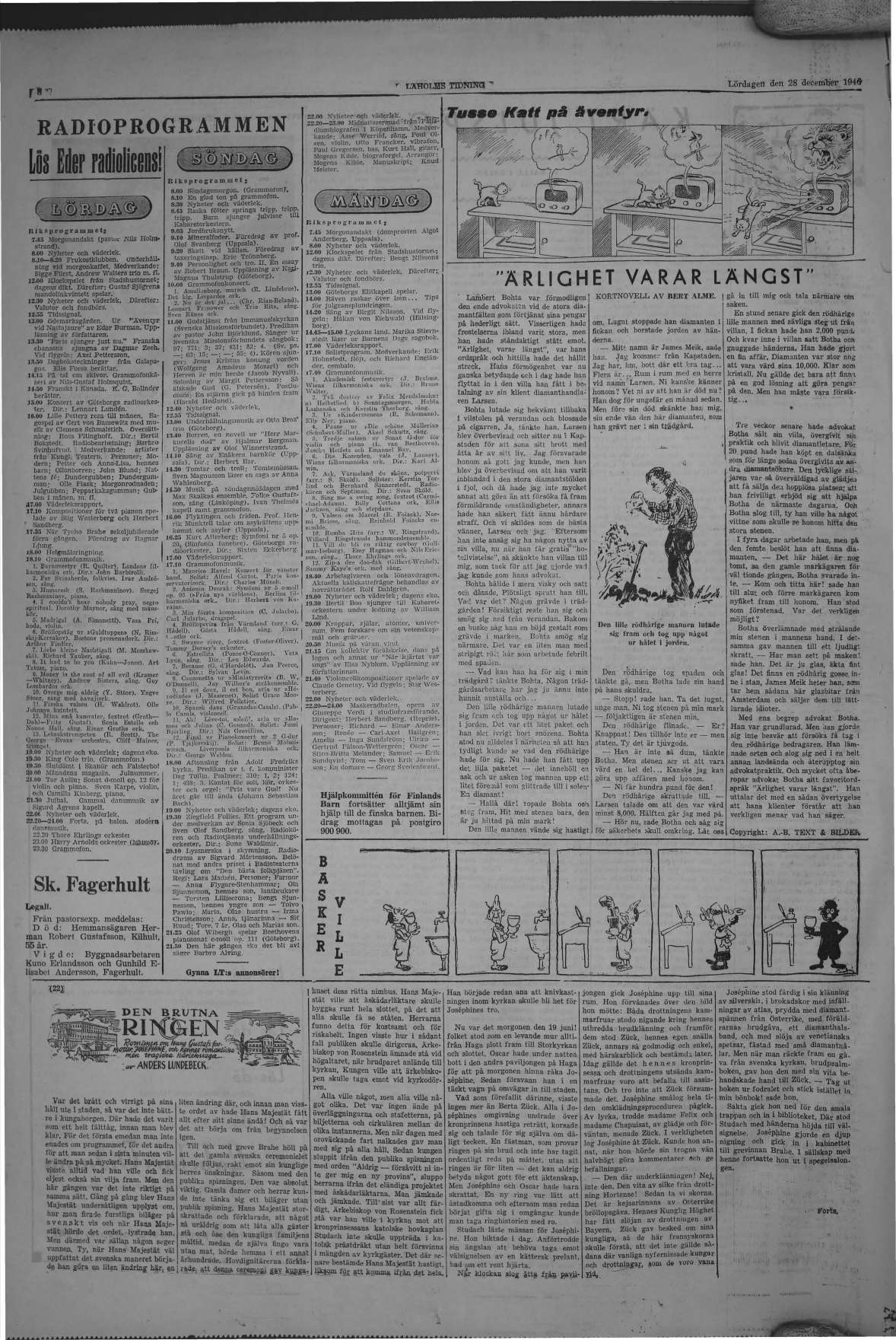 Laholms Tidning Lördag 28 december 1946, sida 8