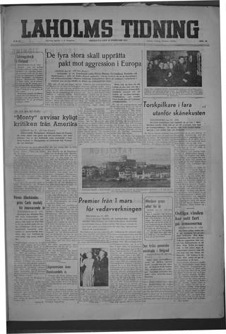 Förstasidan, Fredag 28 februari 1947