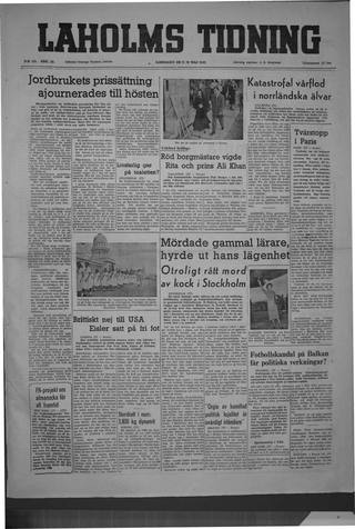 Förstasidan, Lördag 28 maj 1949