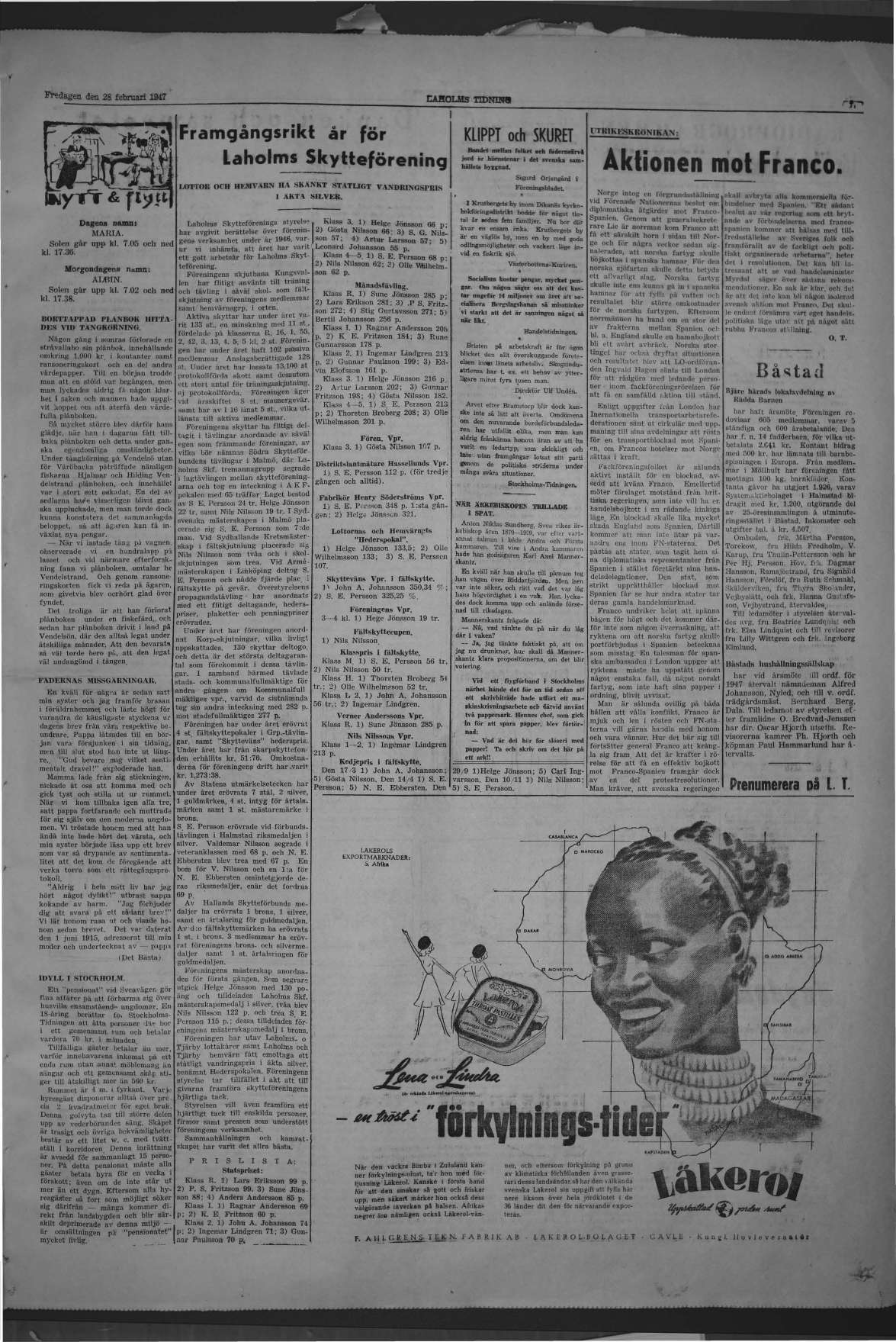 Laholms Tidning Fredag 28 februari 1947, sida 7