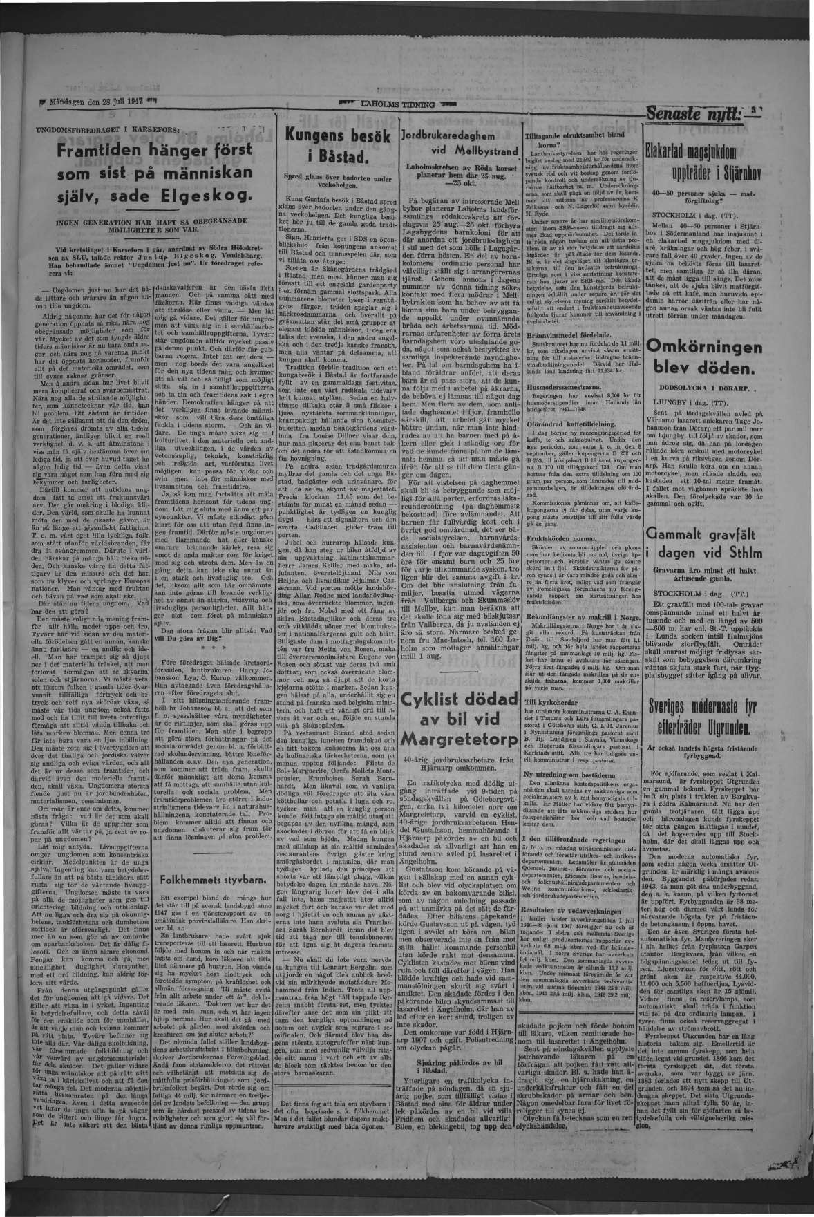 Laholms Tidning Måndag 28 juli 1947, sida 3