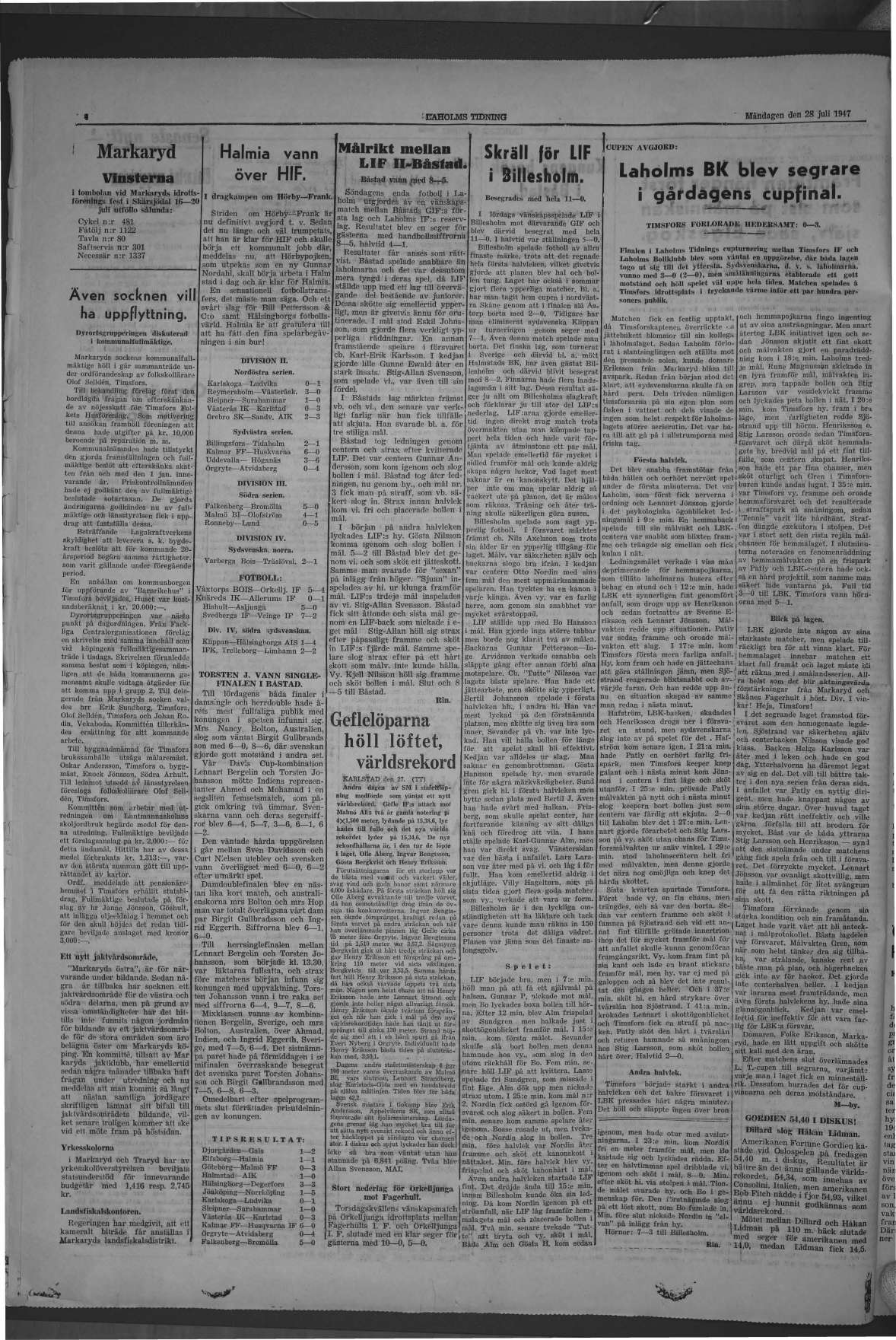 Laholms Tidning Måndag 28 juli 1947, sida 4