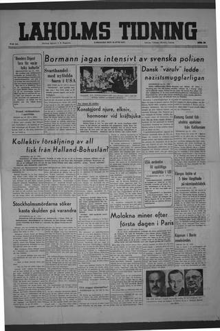 Förstasidan, Lördag 28 juni 1947