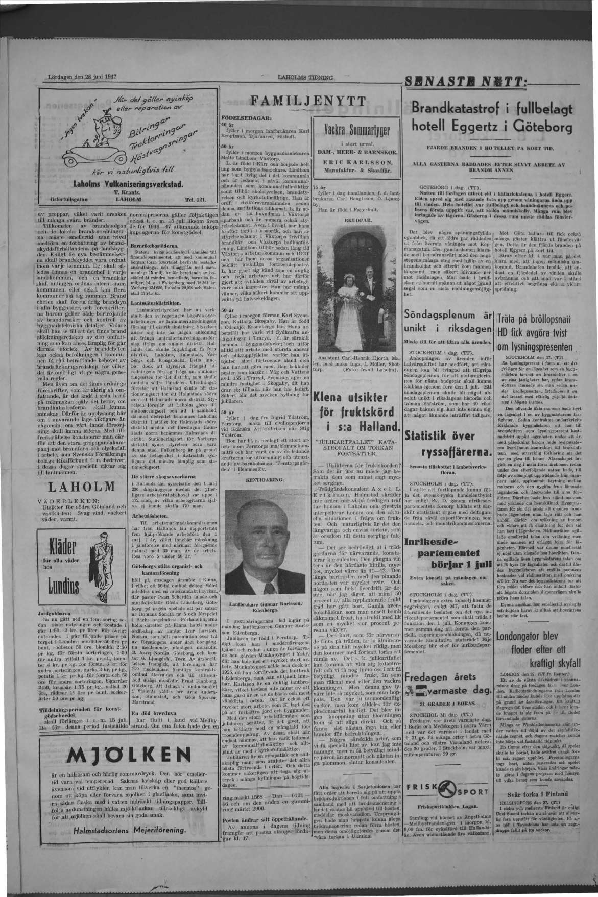 Laholms Tidning Lördag 28 juni 1947, sida 3