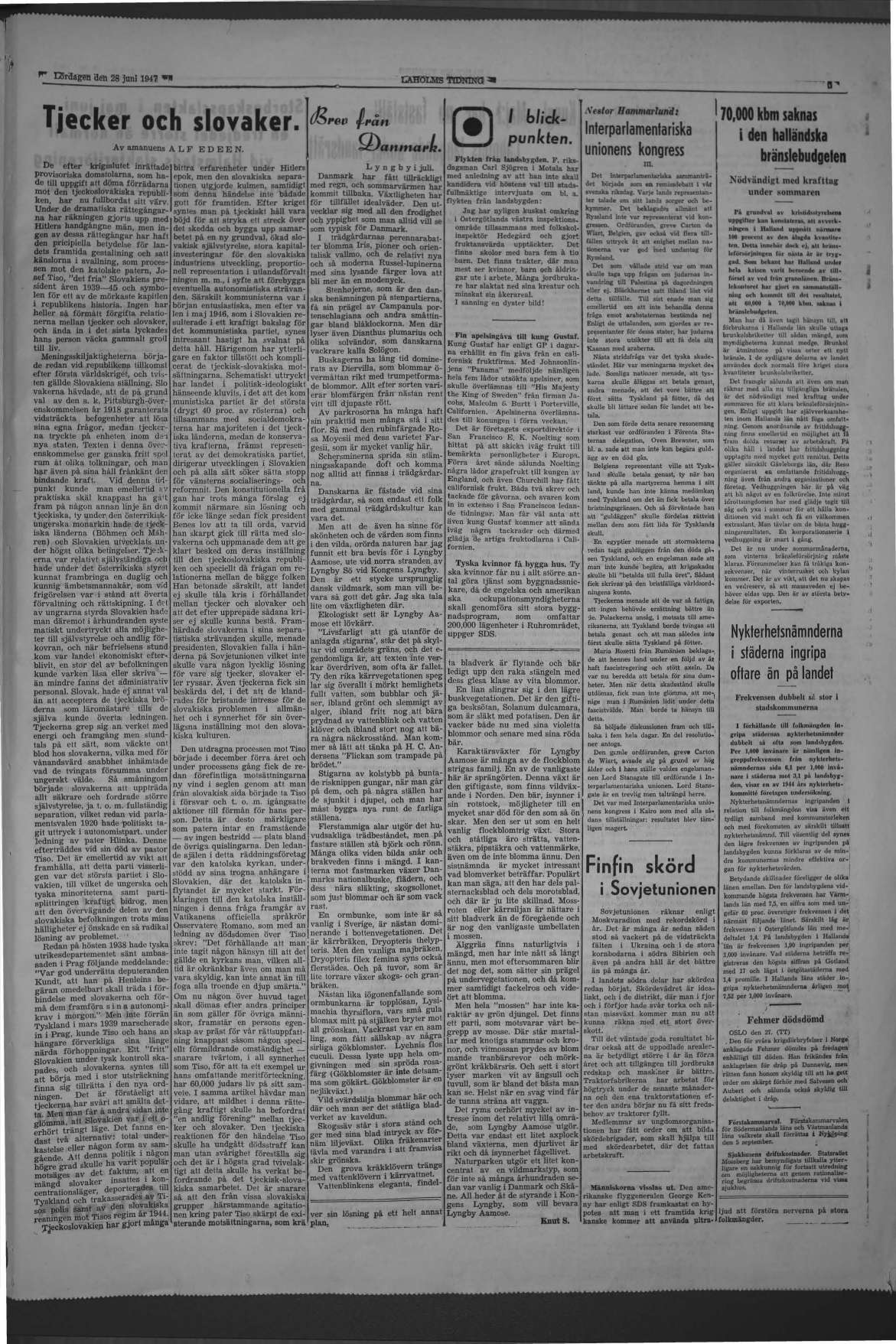 Laholms Tidning Lördag 28 juni 1947, sida 5