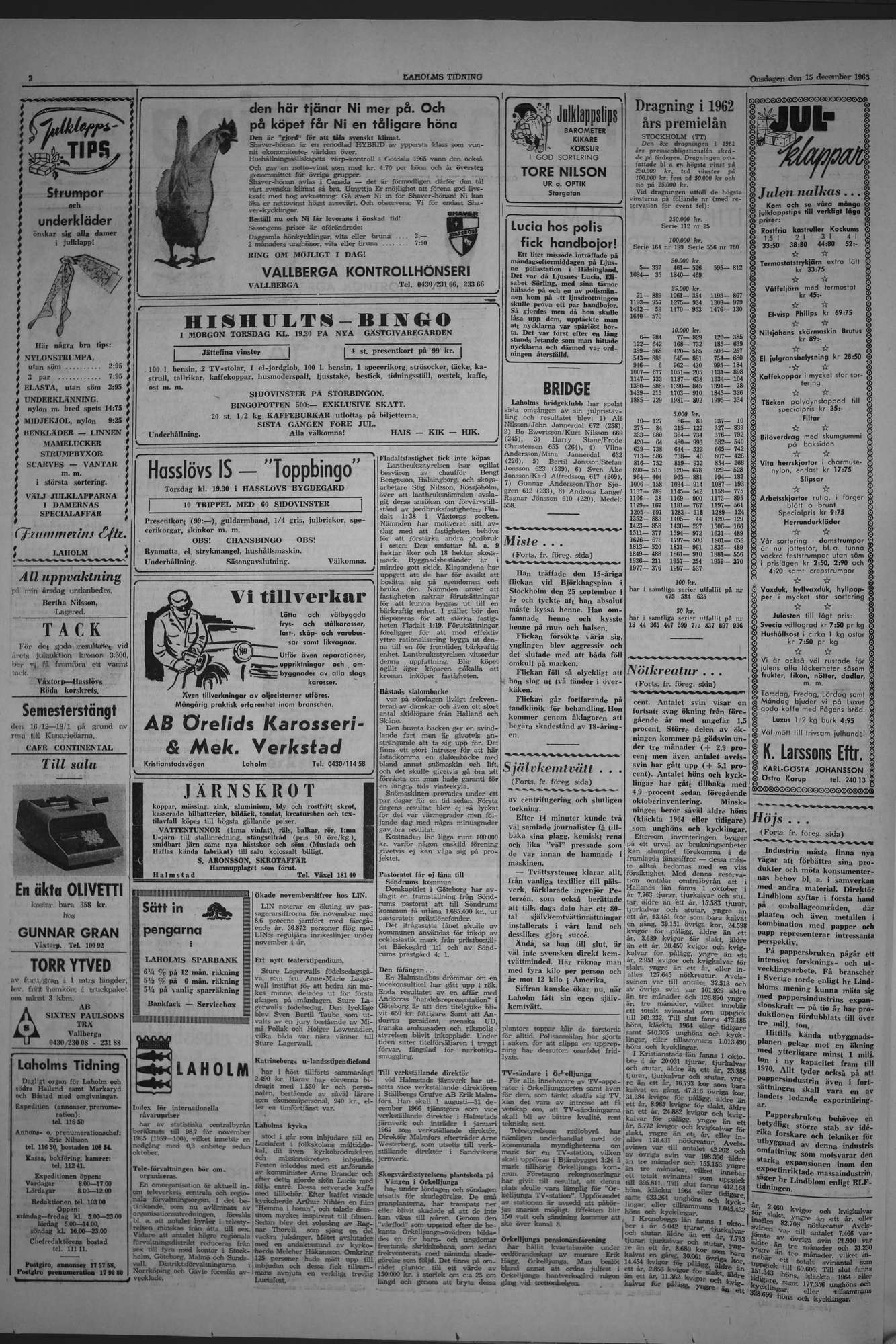 Laholms Tidning Onsdag 15 december 1965, sida 2