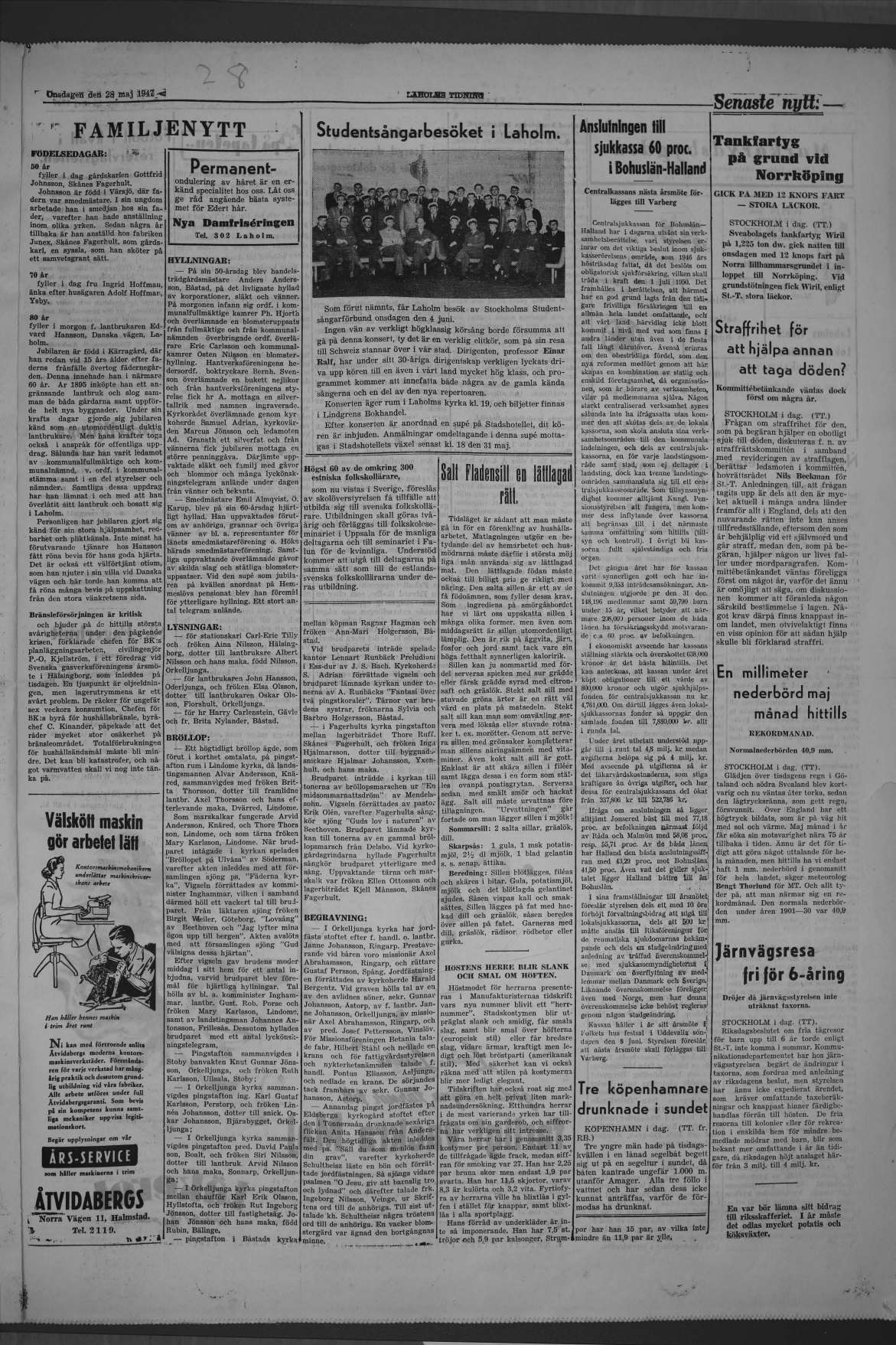 Laholms Tidning Onsdag 28 maj 1947, sida 3