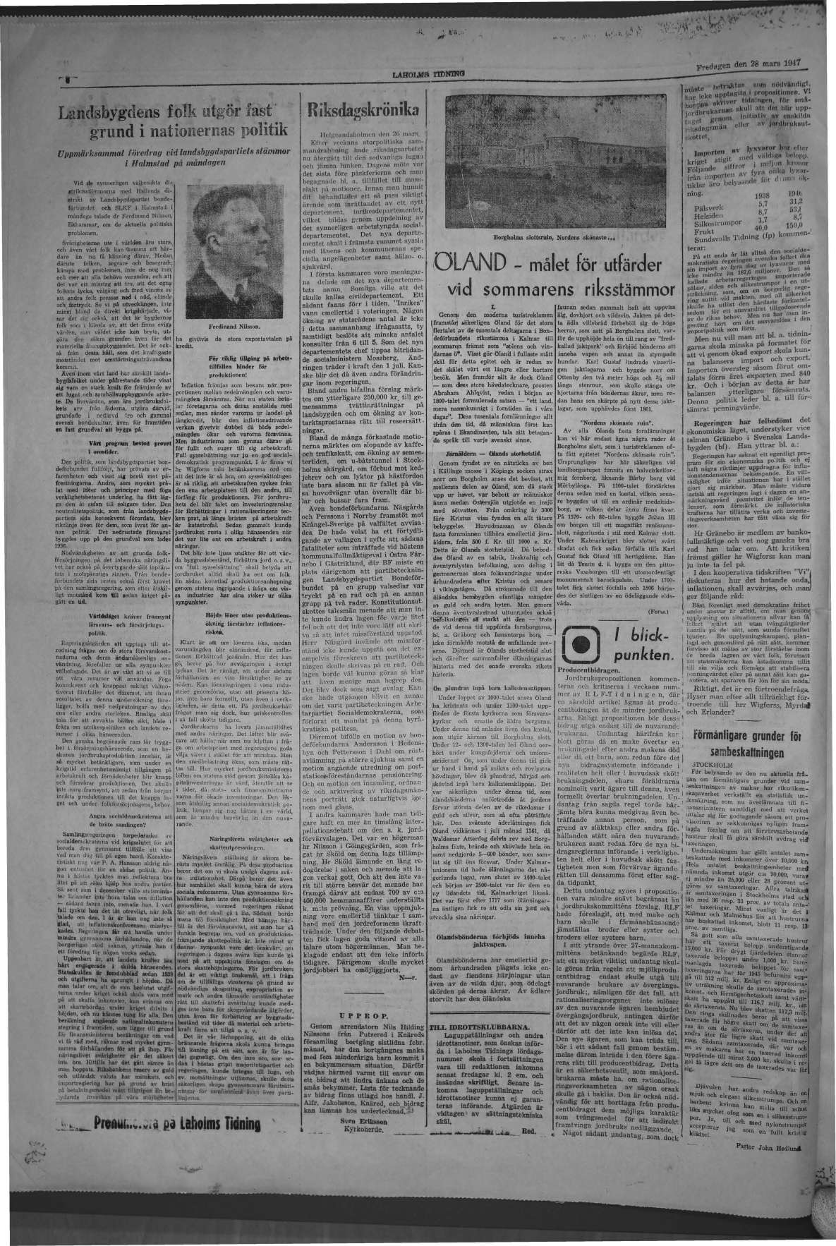 Laholms Tidning Fredag 28 mars 1947, sida 6