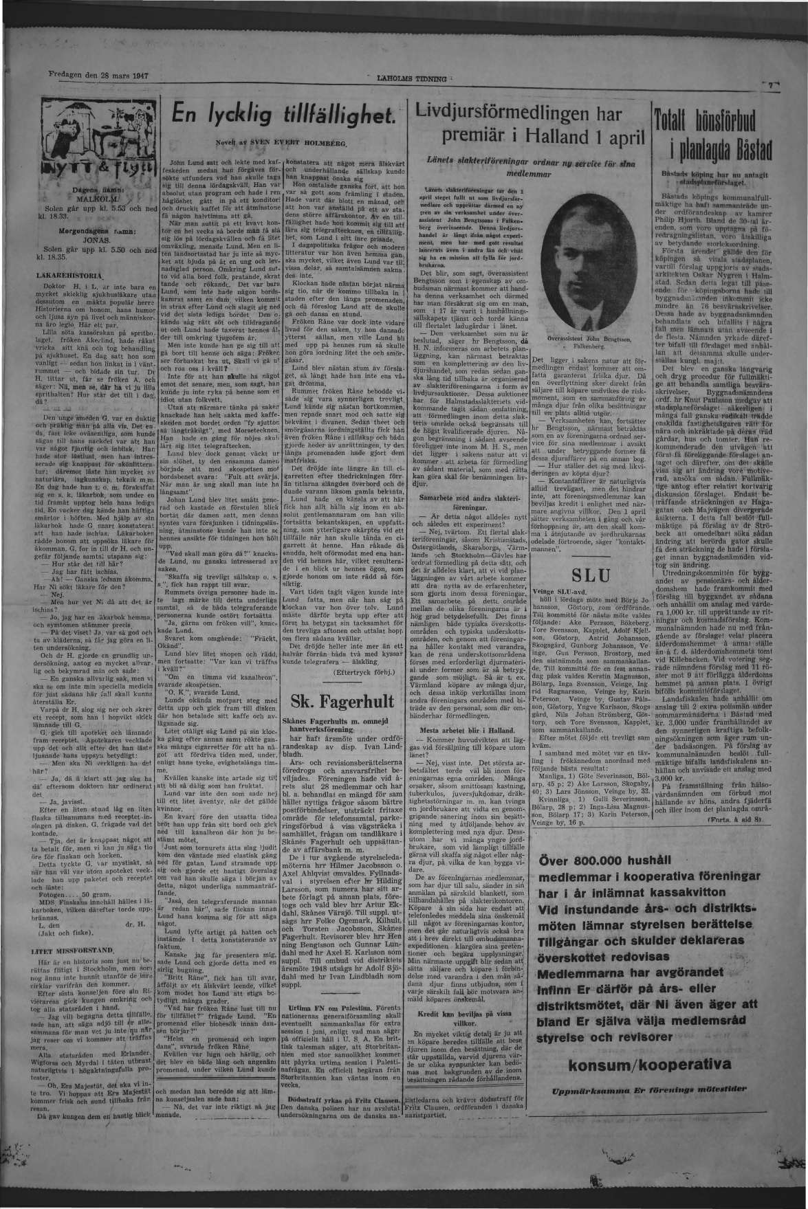 Laholms Tidning Fredag 28 mars 1947, sida 7