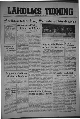 Förstasidan, Torsdag 28 november 1946