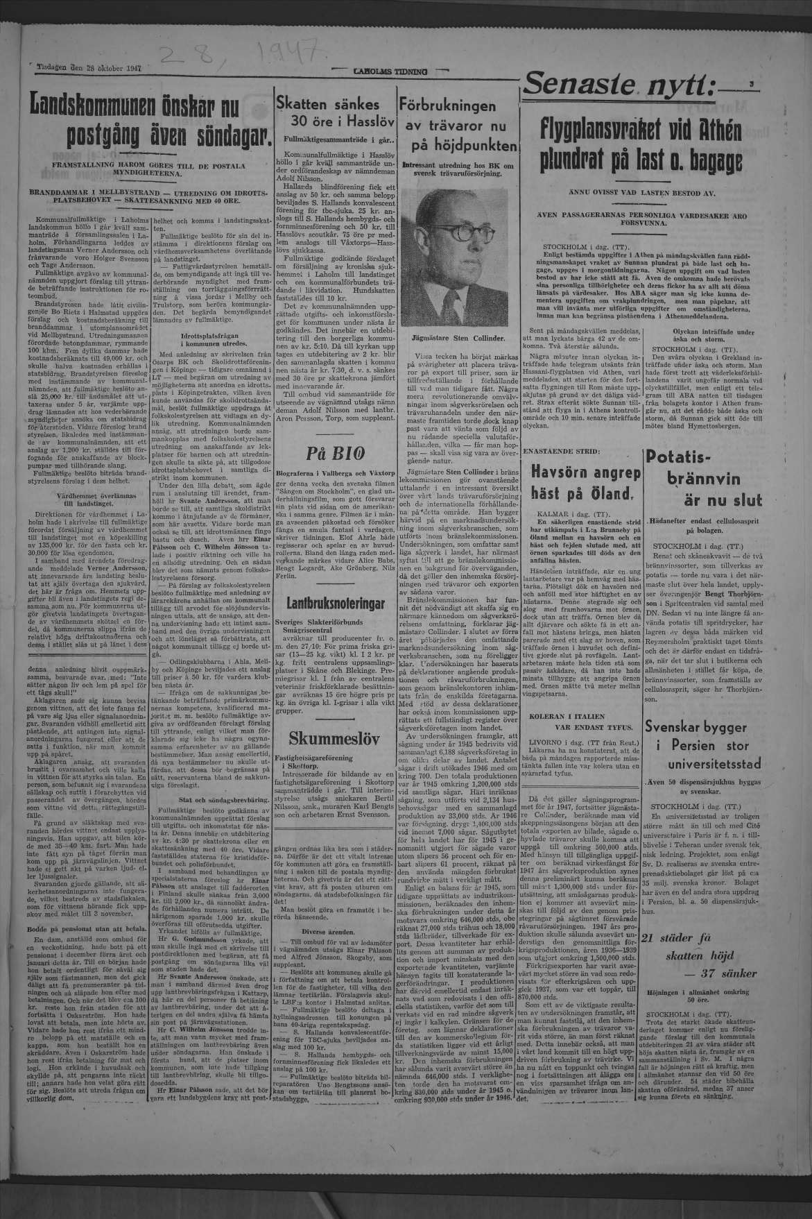 Laholms Tidning Tisdag 28 oktober 1947, sida 3