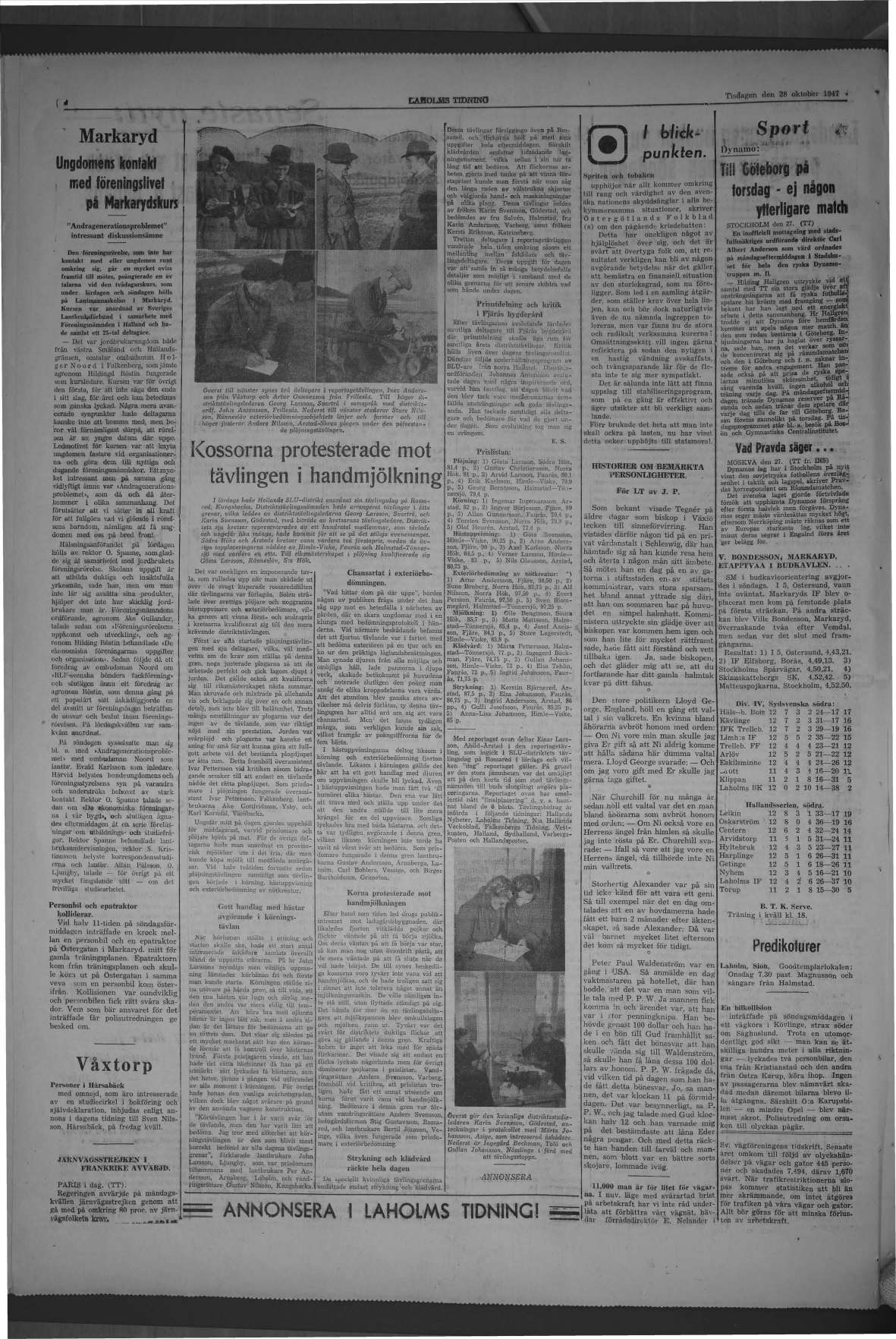Laholms Tidning Tisdag 28 oktober 1947, sida 4
