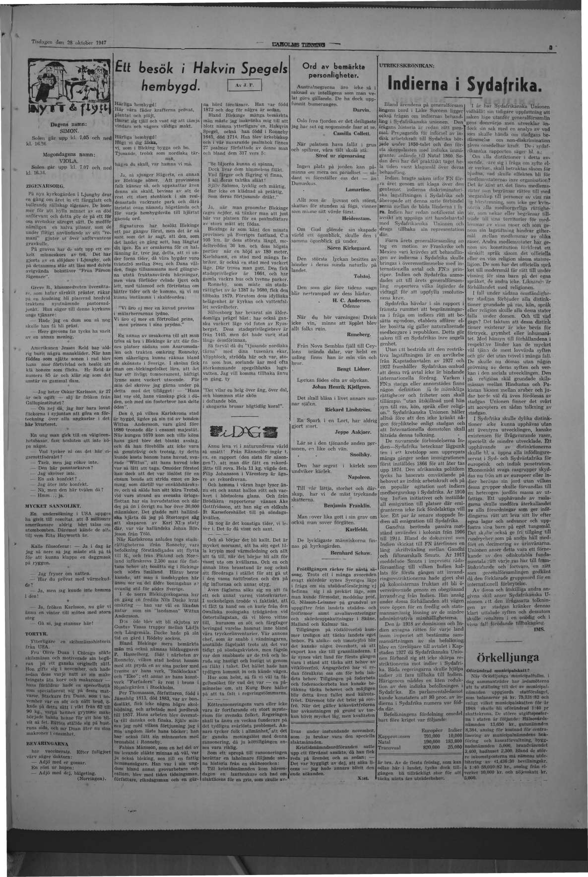 Laholms Tidning Tisdag 28 oktober 1947, sida 5