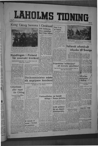 Förstasidan, Lördag 28 september 1946