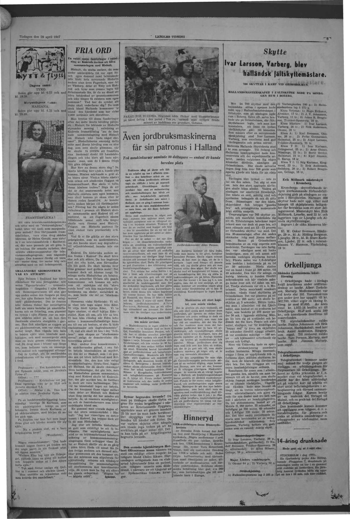Laholms Tidning Tisdag 29 april 1947, sida 5