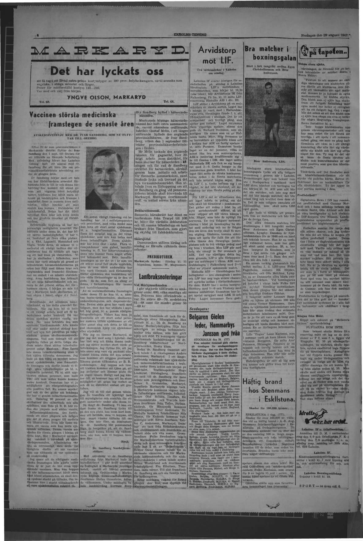 Laholms Tidning Fredag 29 augusti 1947, sida 4