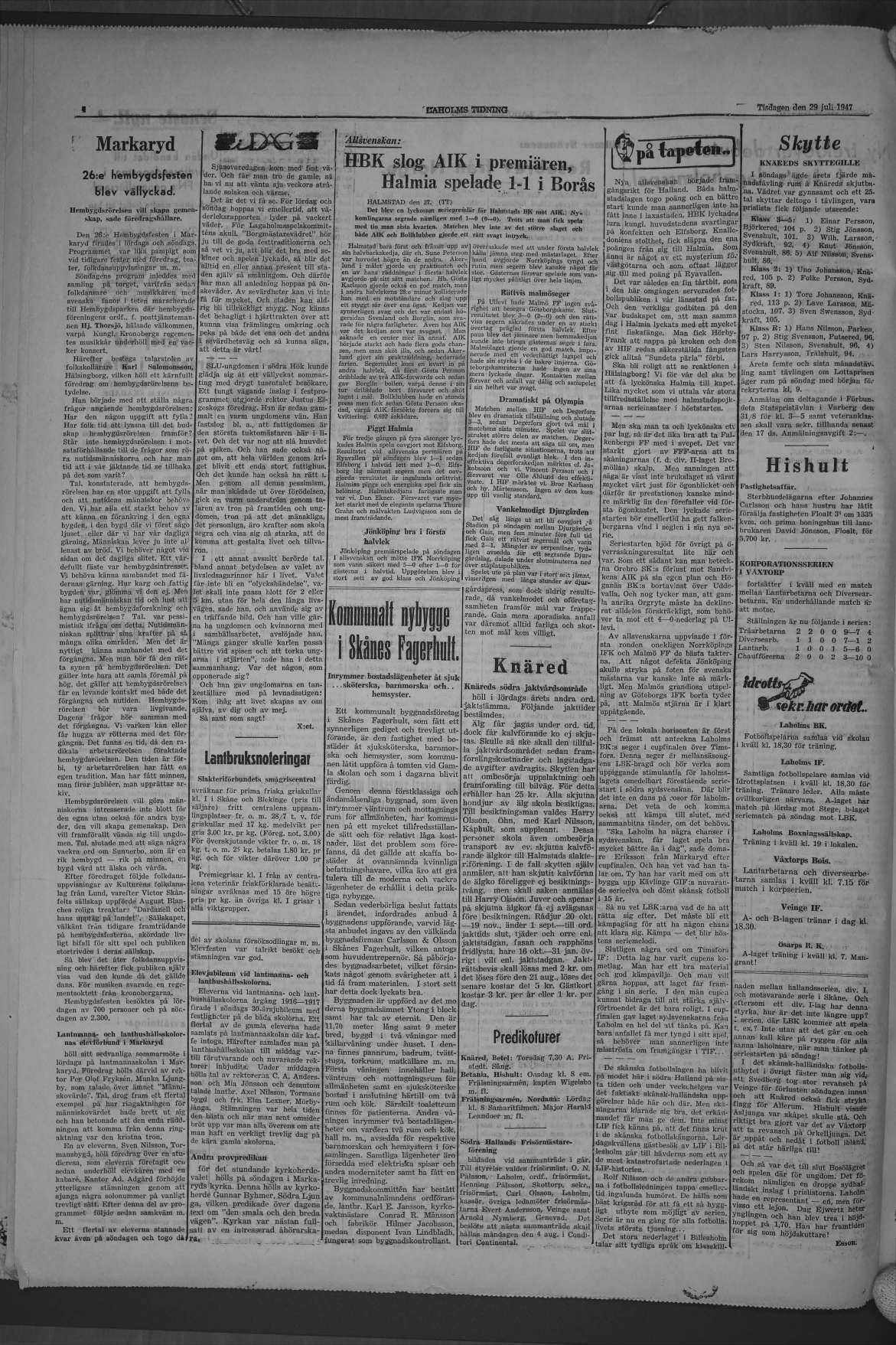 Laholms Tidning Tisdag 29 juli 1947, sida 4