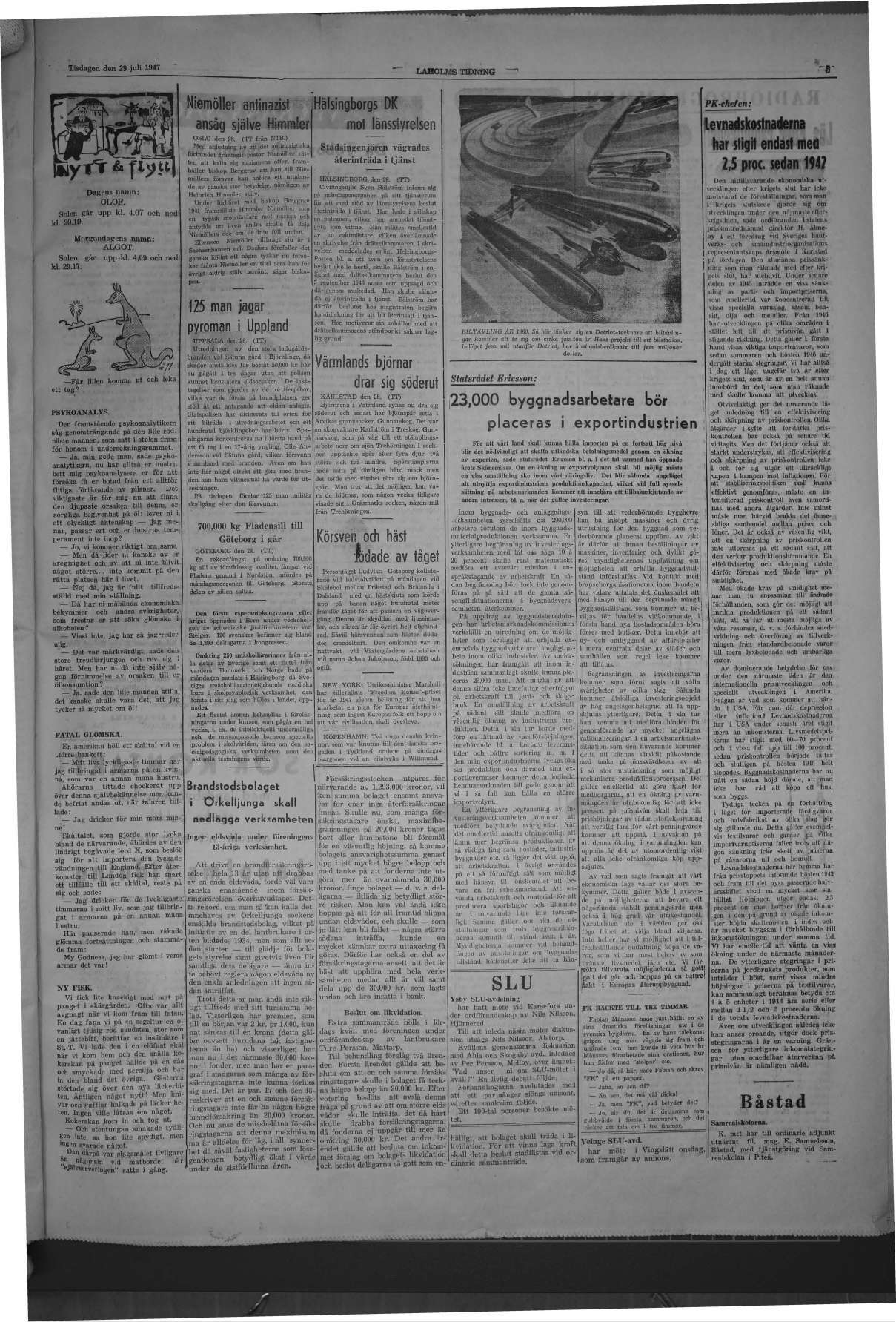Laholms Tidning Tisdag 29 juli 1947, sida 5