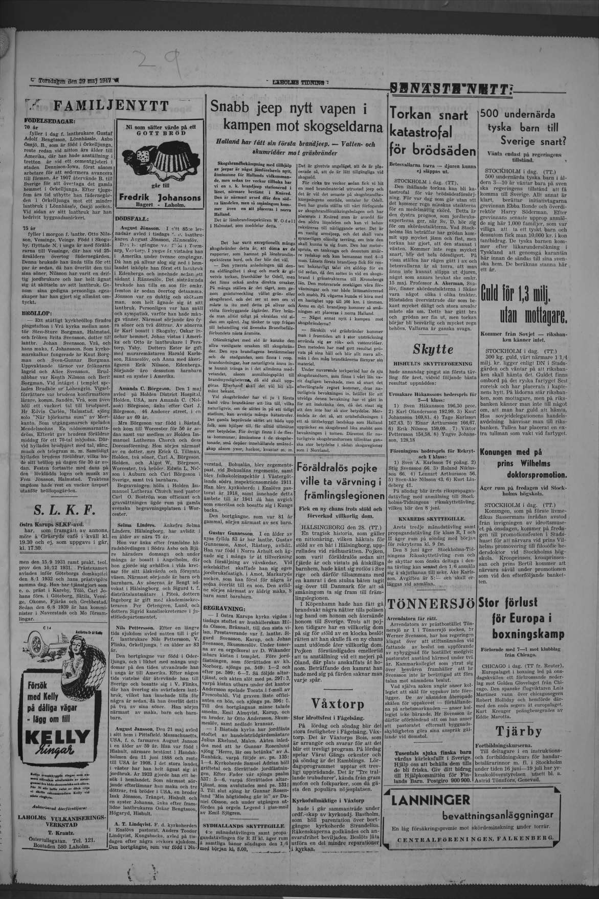 Laholms Tidning Torsdag 29 maj 1947, sida 3