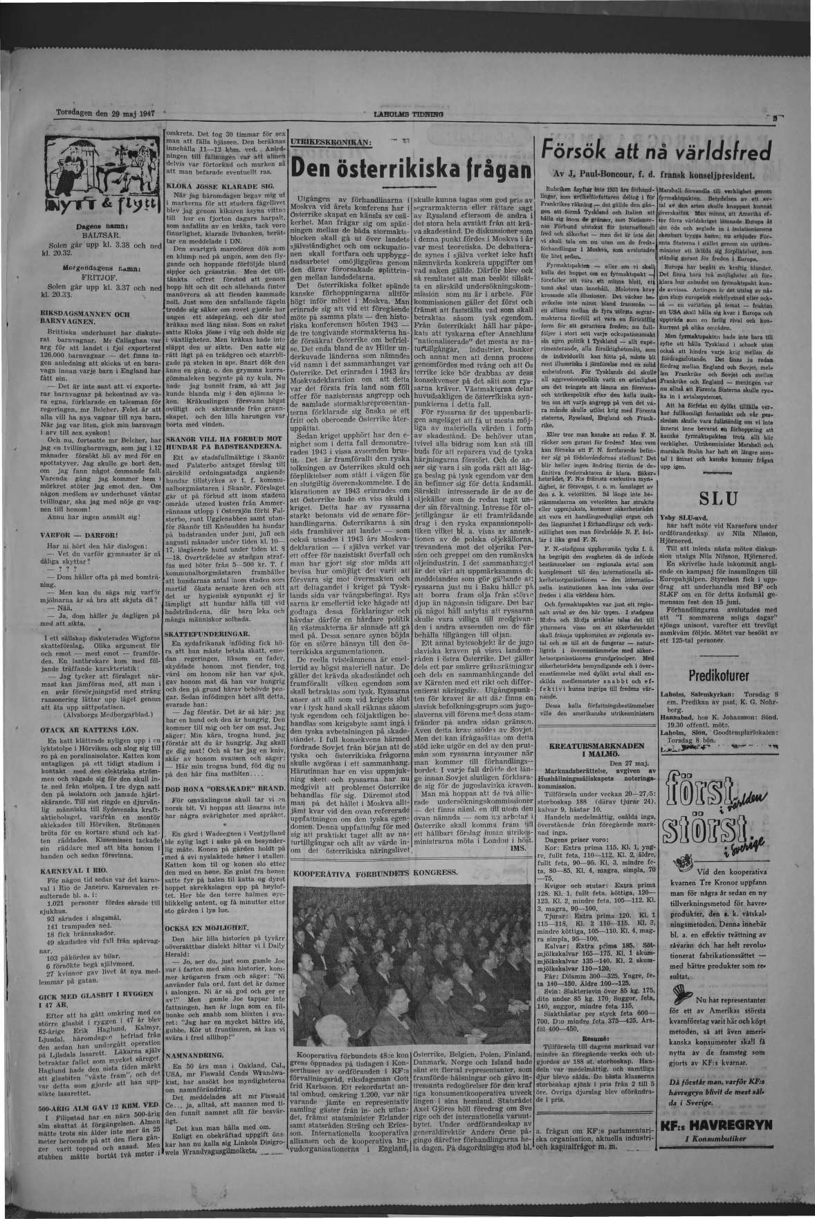 Laholms Tidning Torsdag 29 maj 1947, sida 5