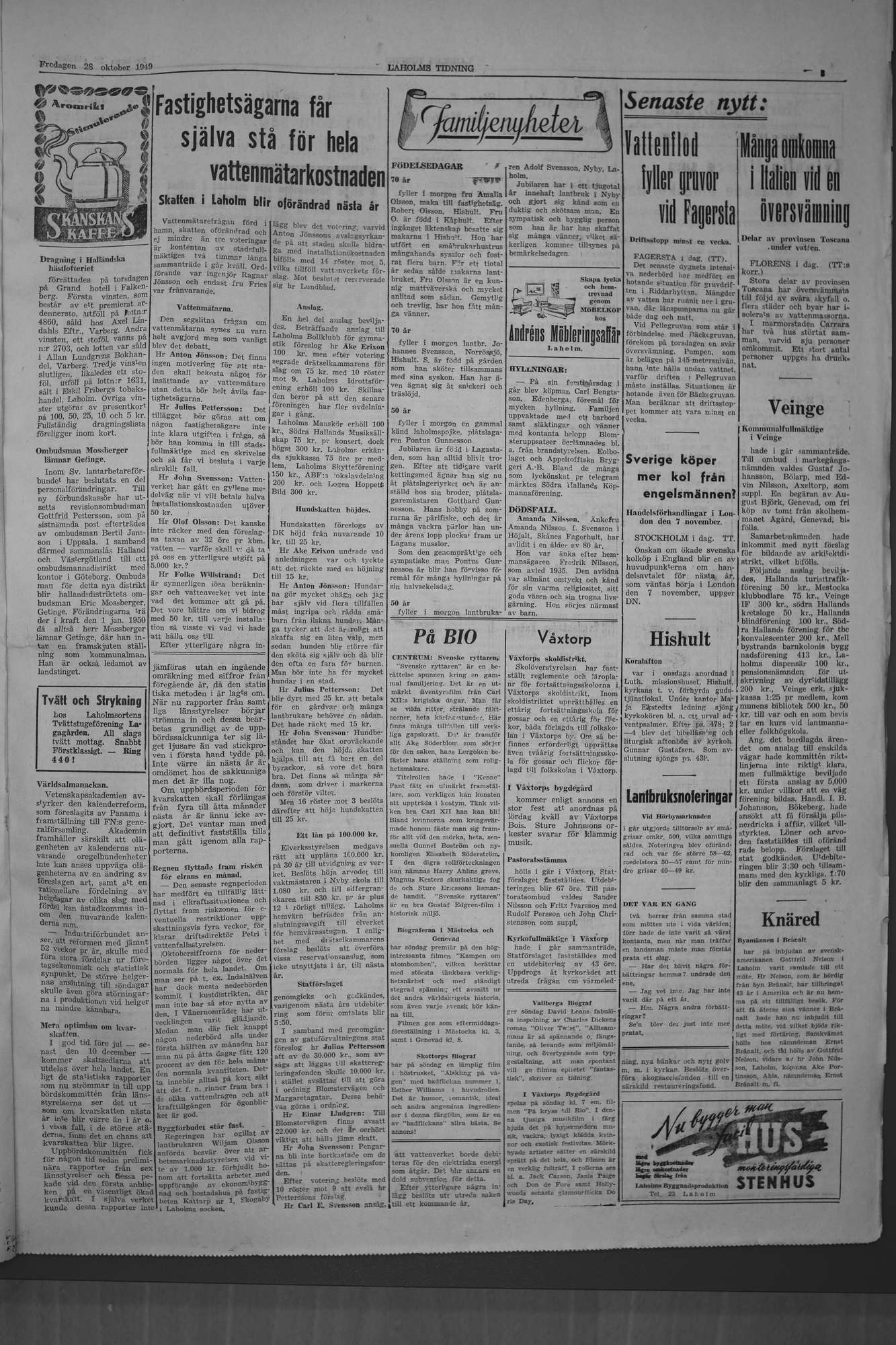 Laholms Tidning Fredag 28 oktober 1949, sida 3